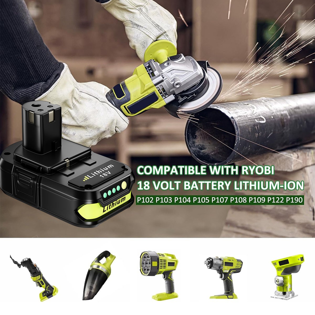 1X 3.6Ah Lithium Battery For RYOBI P108 18V For One Plus High Capacity P107 NEW