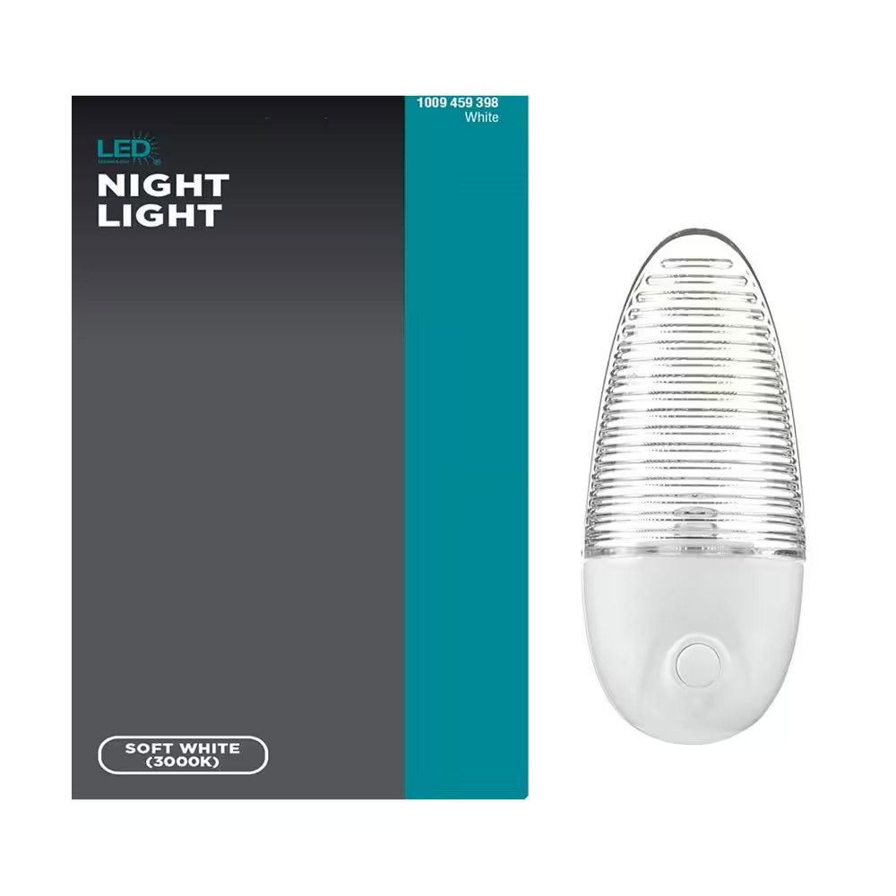 3.5 In. Plug-In LED Soft White Night Light with Manual On/Off Switch (1-Pack)