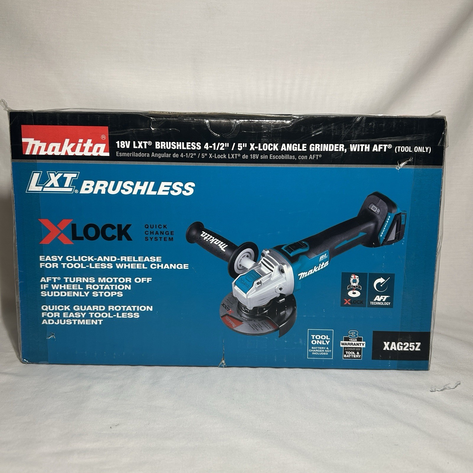 Makita XAG25Z Angle Grinder 18V LXT Lithium‑Ion Brushless Cordless X‑LOCK 4.5-5
