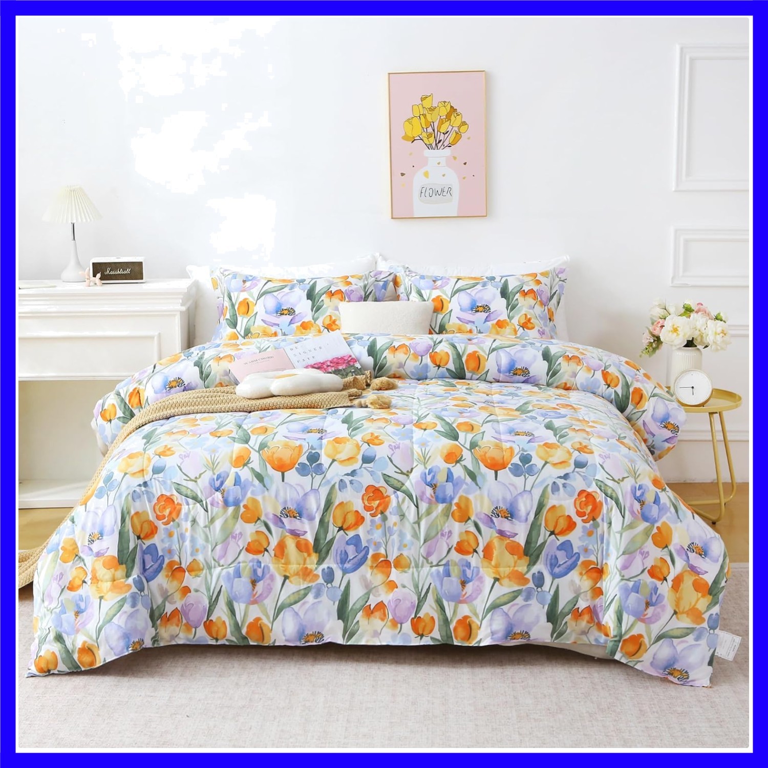 All Seasons Floral Full Size Comforter Set – Cozy Vintage 3-Piece Bedding Set
