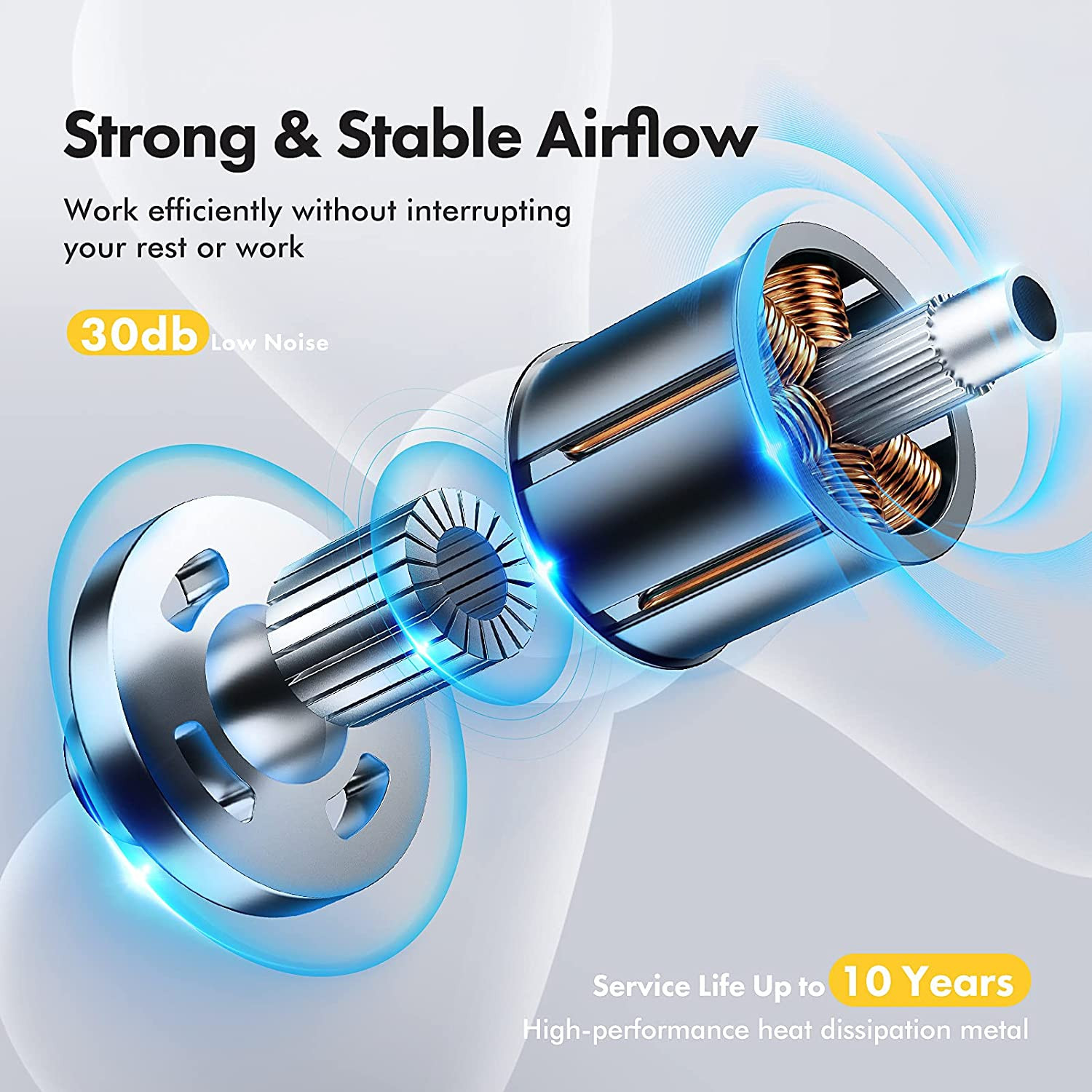 Rechargeable Portable Camping Fan with Stepless Speed and Long Runtime