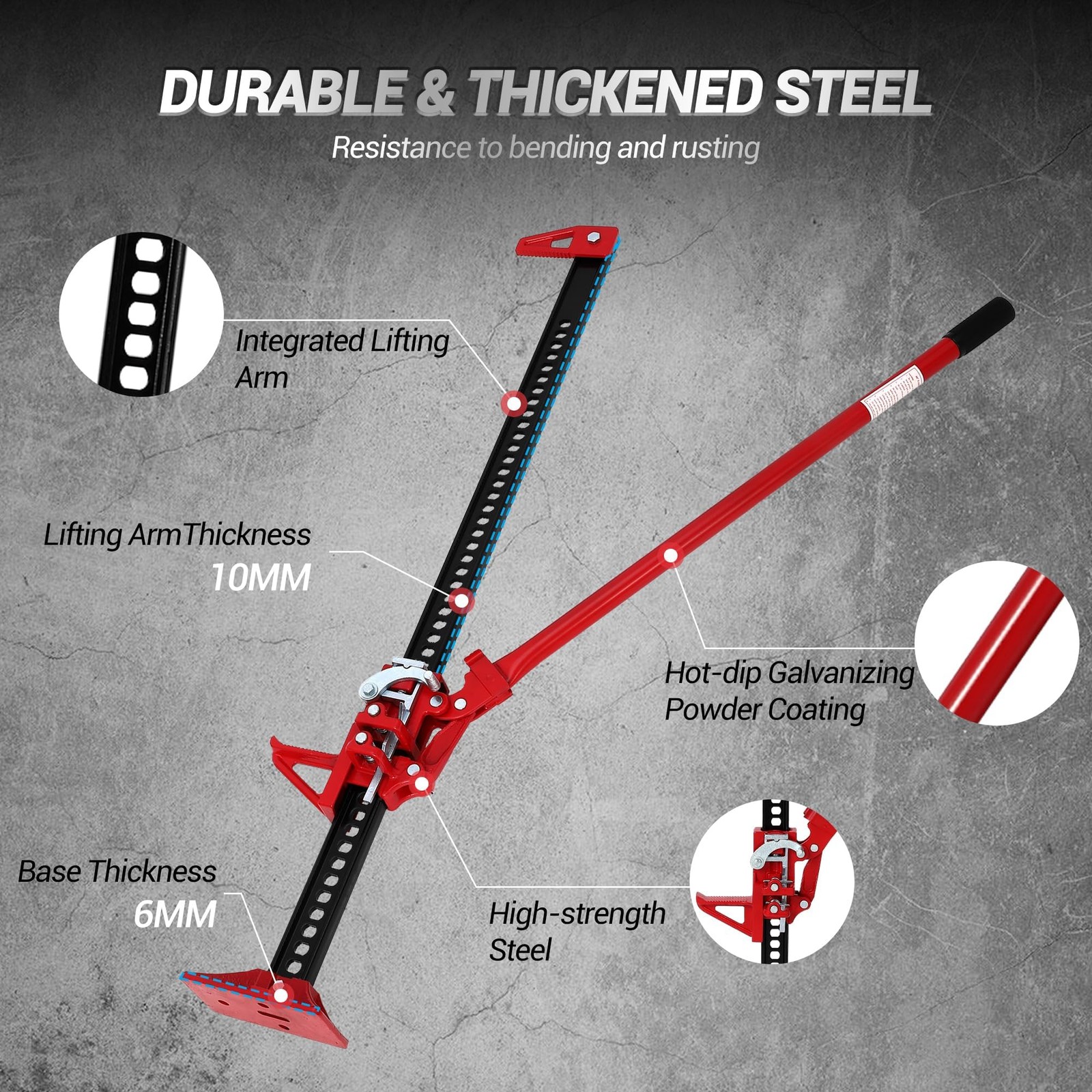 48″ Farm Jack, 3 Ton Capacity Ratcheting HeavyDuty Utility Lift for Truck, SUV