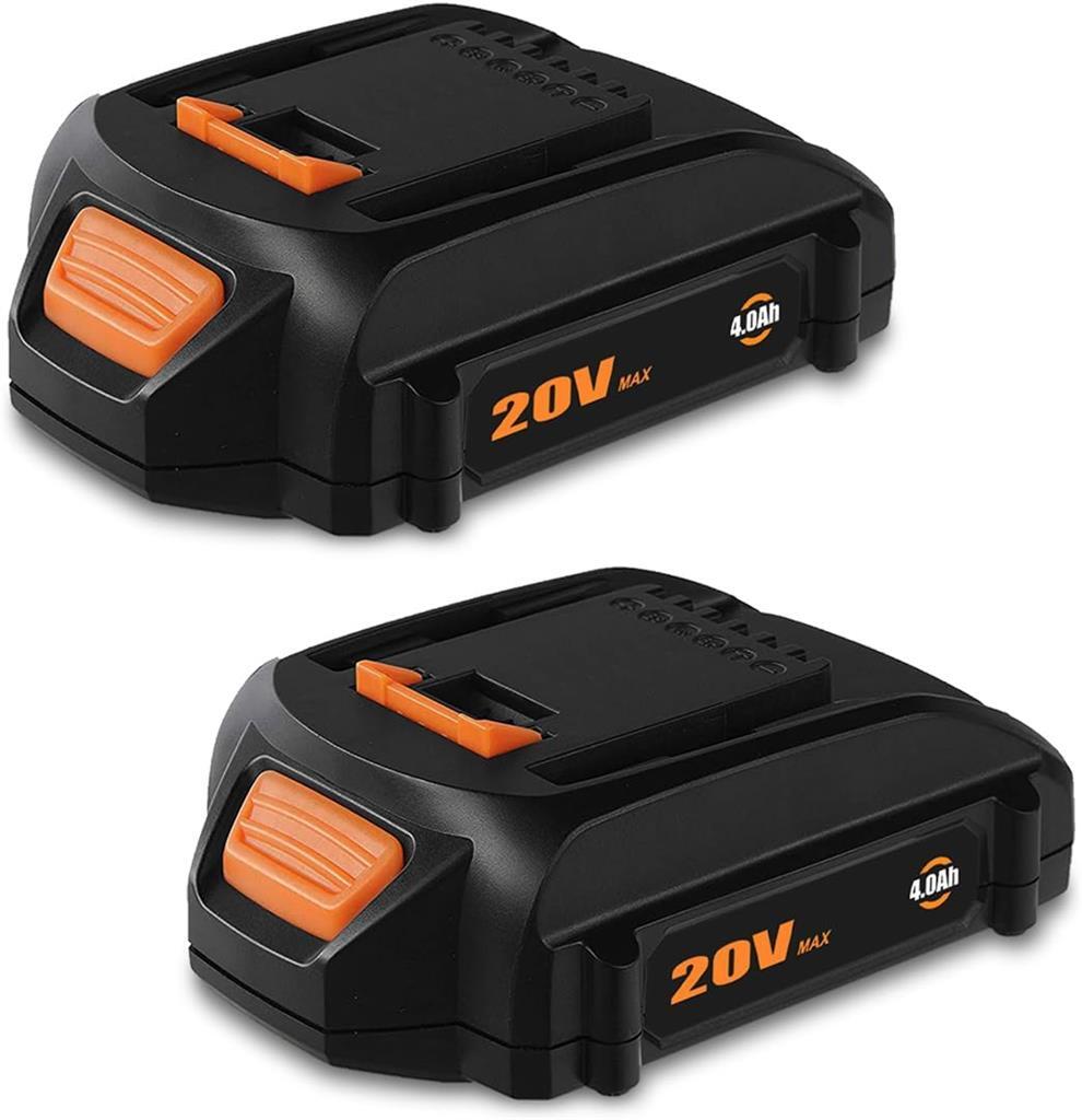 2 PACK 20V 4.0Ah Battery for WORX 20V WG630 WG322 WG543 WG163 1.5Ah Battery