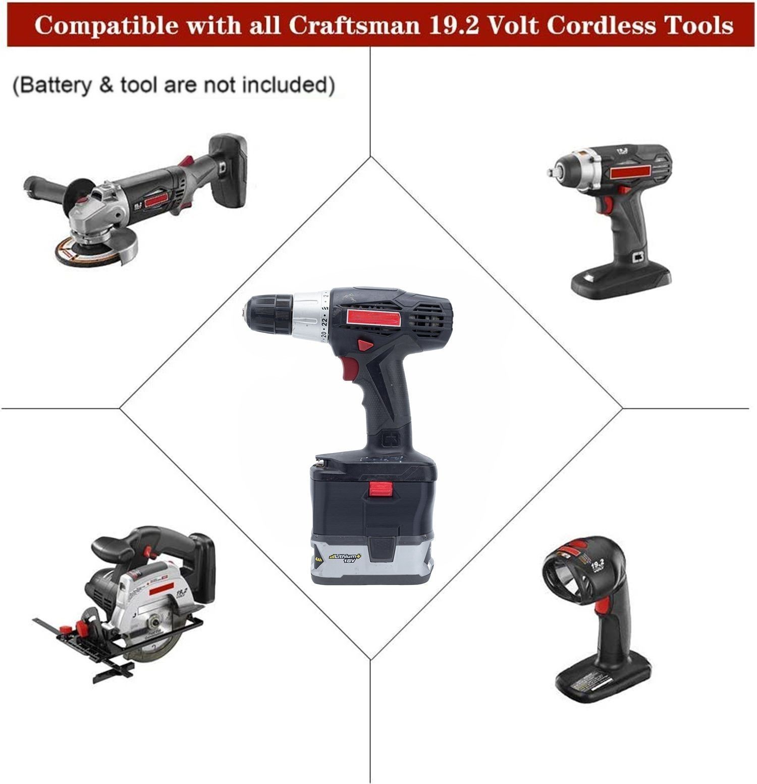 Battery-Adapter For Ryobi 18V battery to for Craftsman 19.2V Ni-cd Power Tools