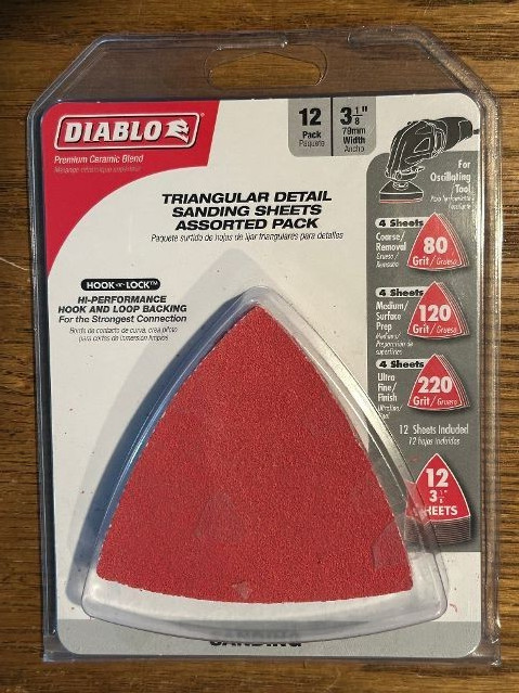 Diablo DCT318ASTH12G 3-1/8″ Triangle Sanding Assorted 80/120/220 Grit 12PK New