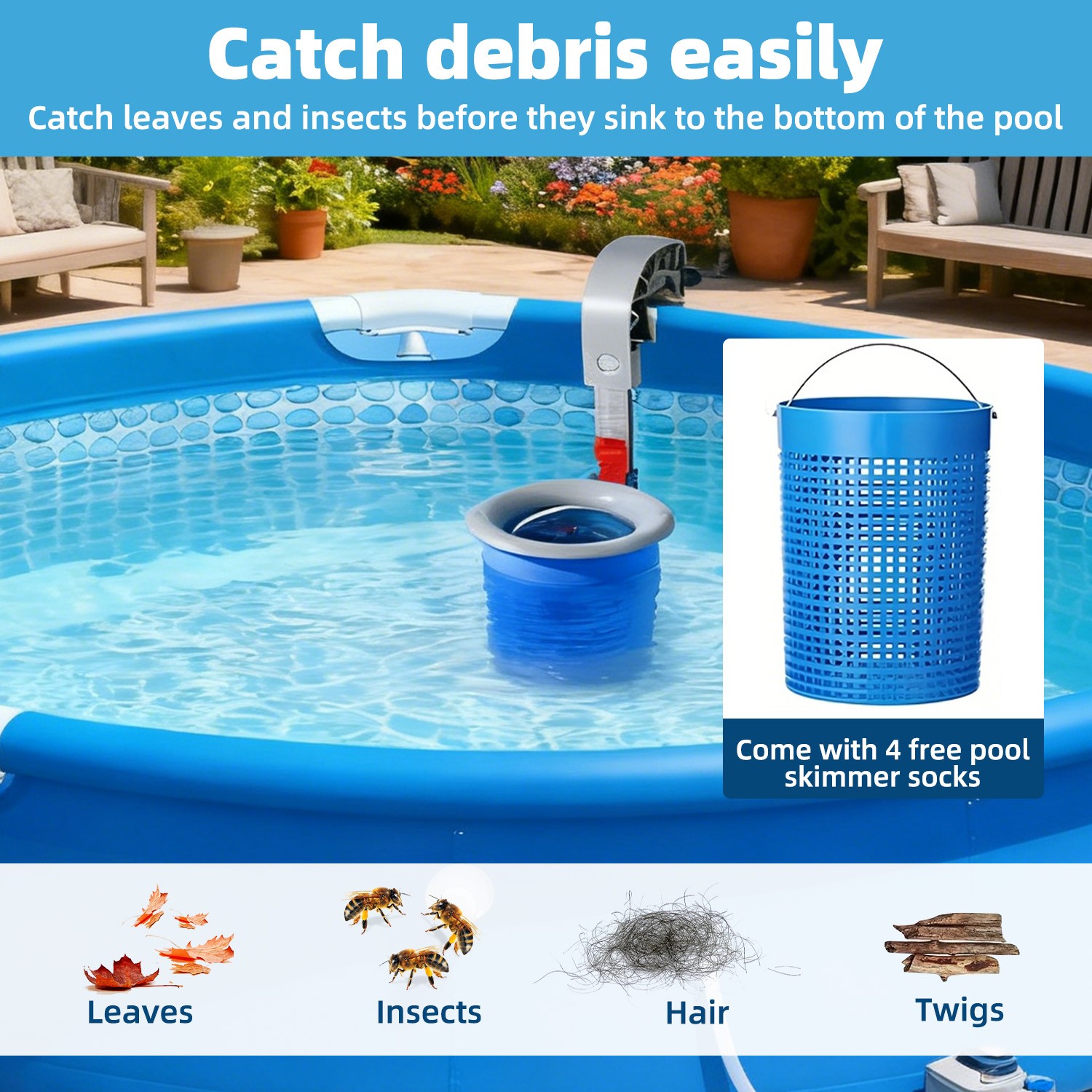 Above Ground Pool Skimmer – Wall Mount Adjustable Floating Debris Collector | US