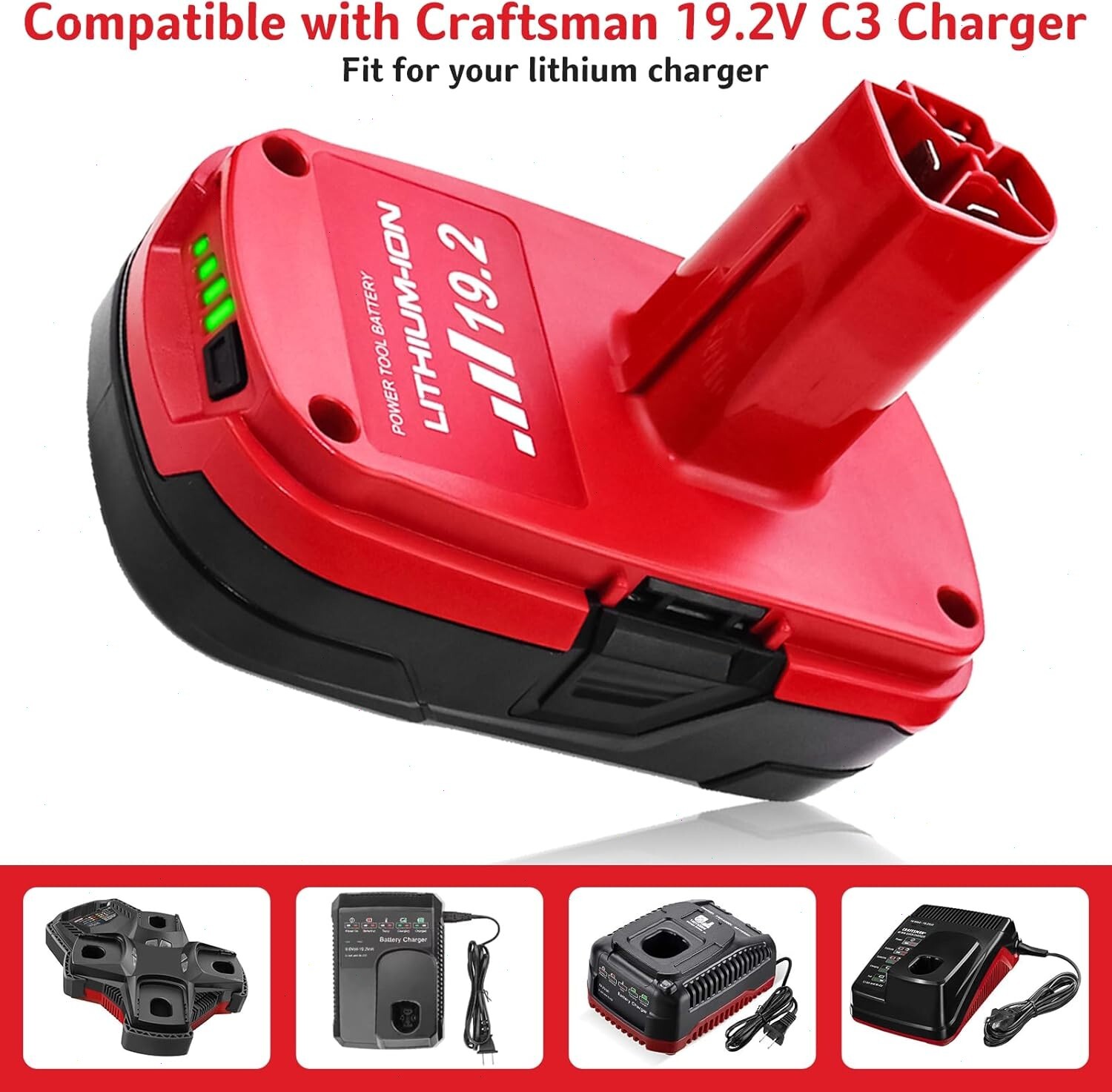 19.2V 3.0AH For Craftsman 19.2V Battery Lithium C3 DieHard XCP / Charger 11375