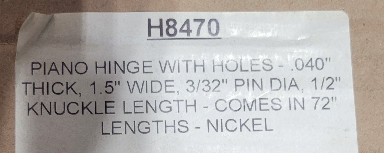 10 Pack – 1.50″ Piano Hinge with holes. .040″ Thick No. 4 Screw Holes. 72″ Long
