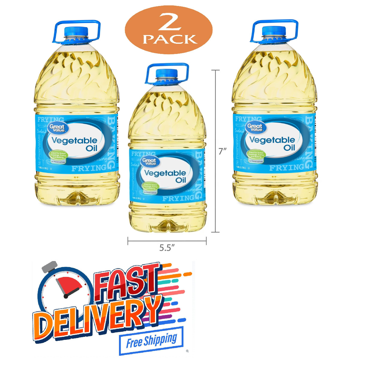 (2 pack )Great Value Vegetable Oil, 1 Gallon choice for all of your cooking New