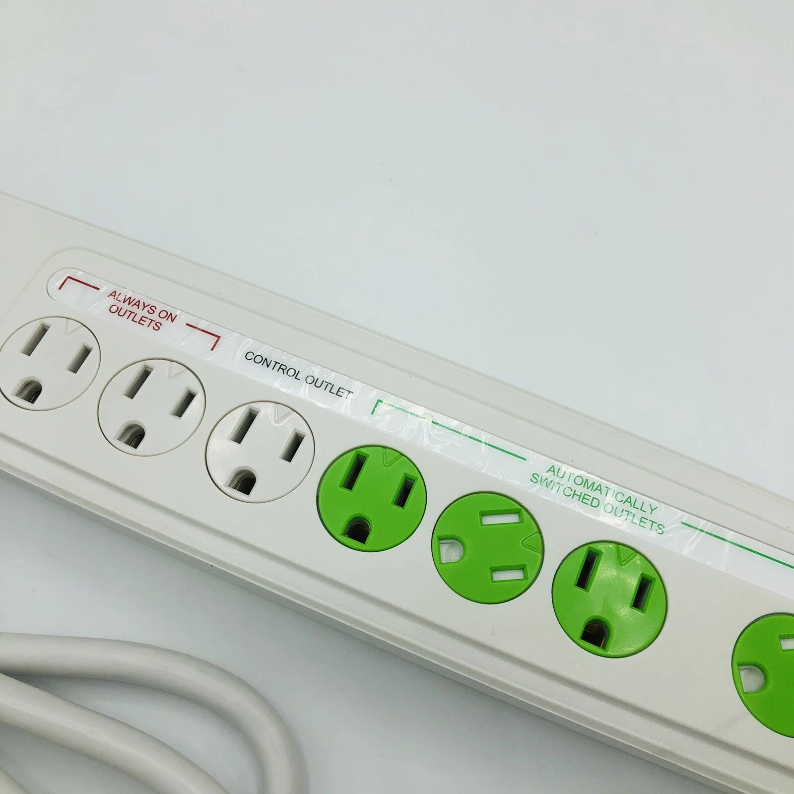 Advanced Power Saver Strip 7 Outlets Sensing Extension Cord Bar Surge Greenlite