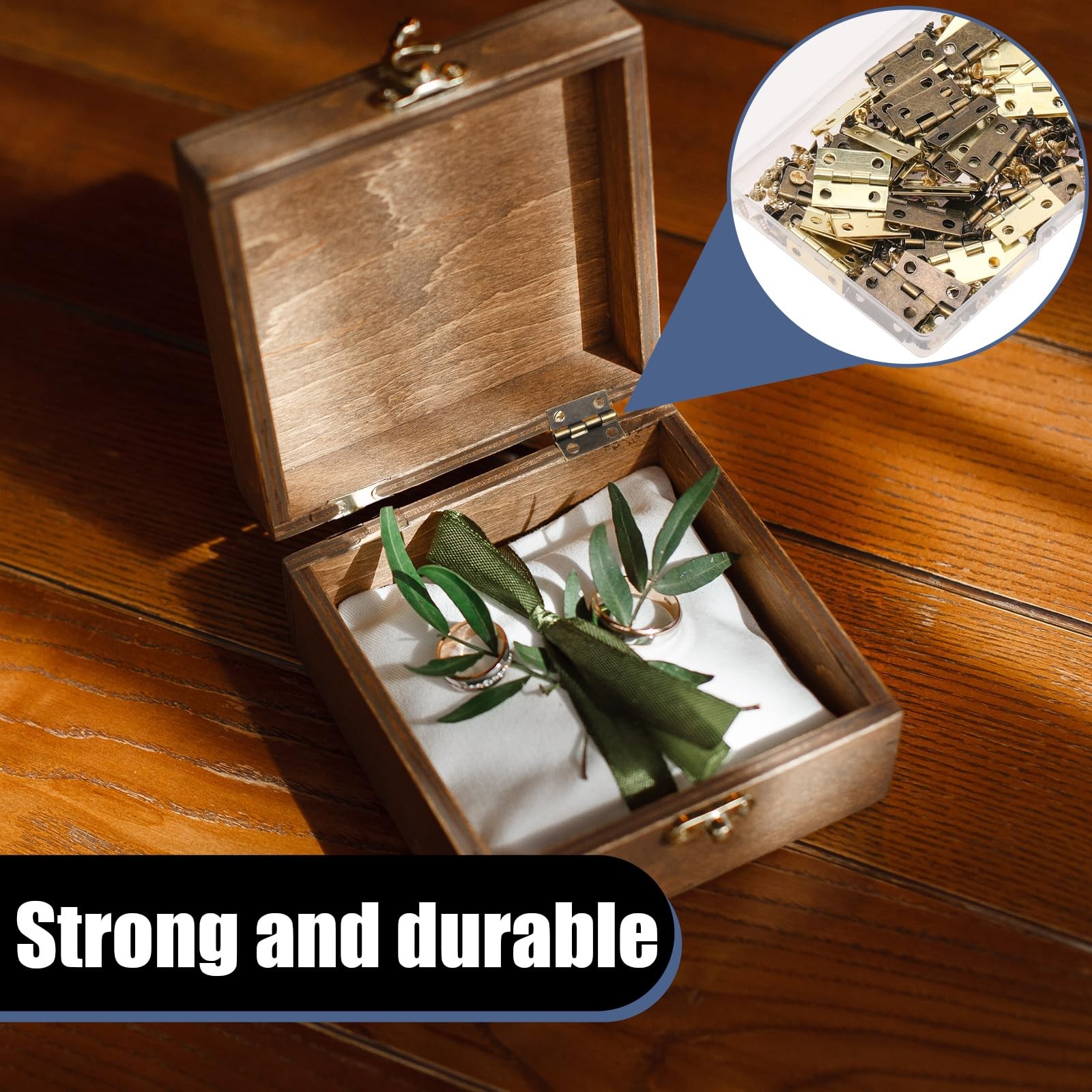 60Pcs Small Brass Antique Mini Hinges, Stainless Steel Folding Butt…