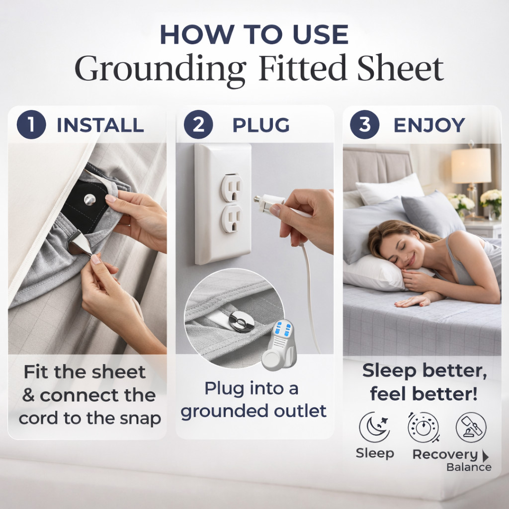 Grounding Earthing Fitted Sheet Twin 5% Silver Fiber Bed Sheet White