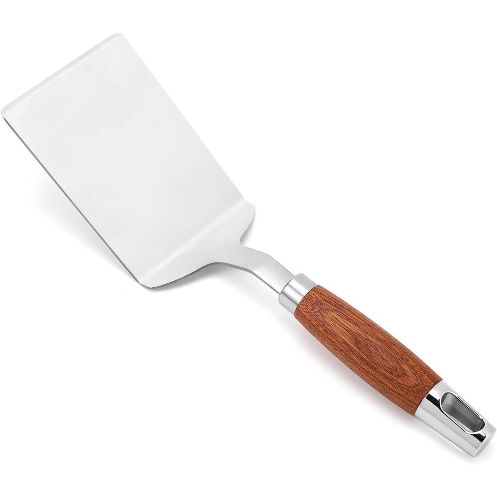 Heavy Duty Stainless Steel Spatula Turner with Wood Handle Beveled Edge for