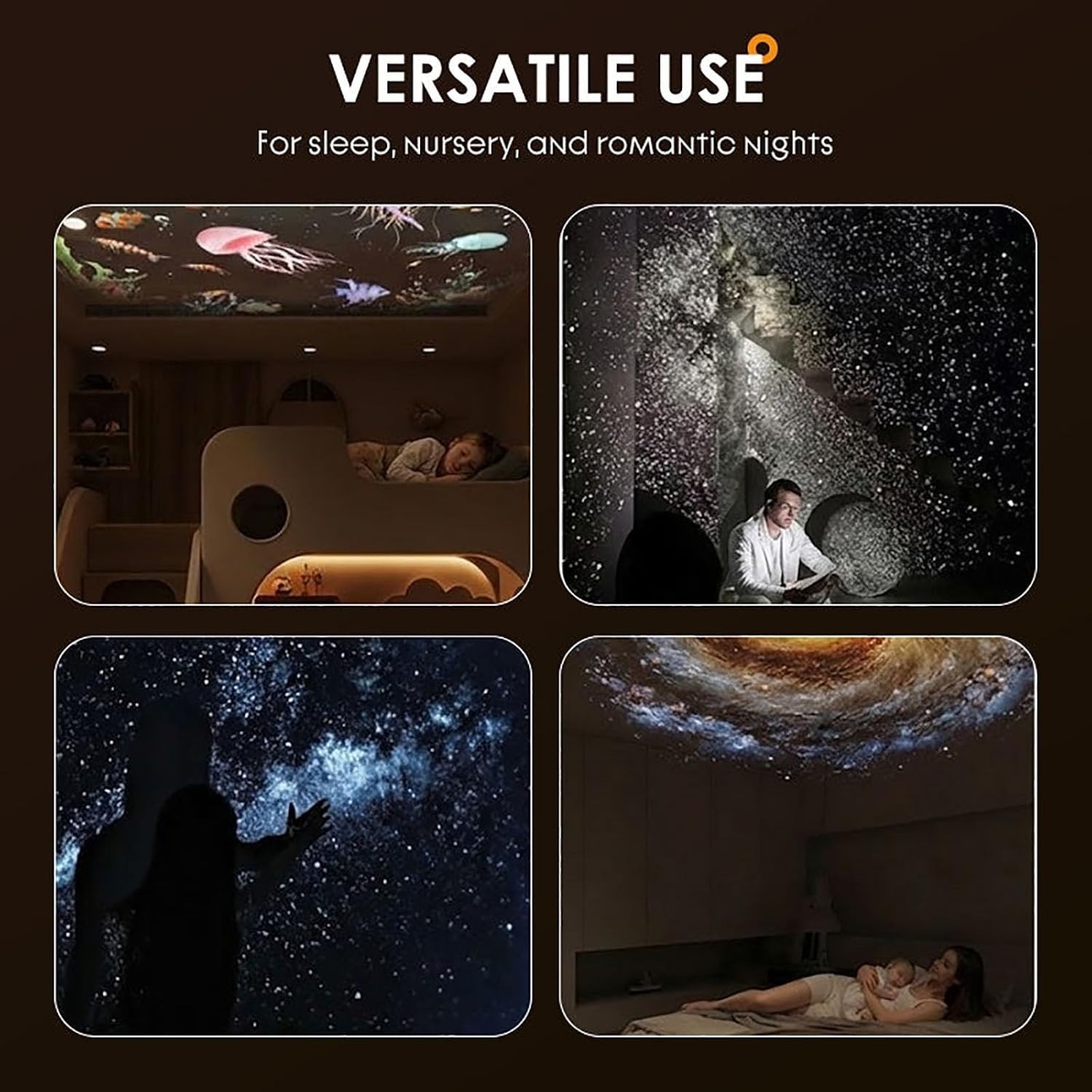 Starry Sky Aurora Galaxy Projector Night Light HD 360° Rotating LED Mood Lamp