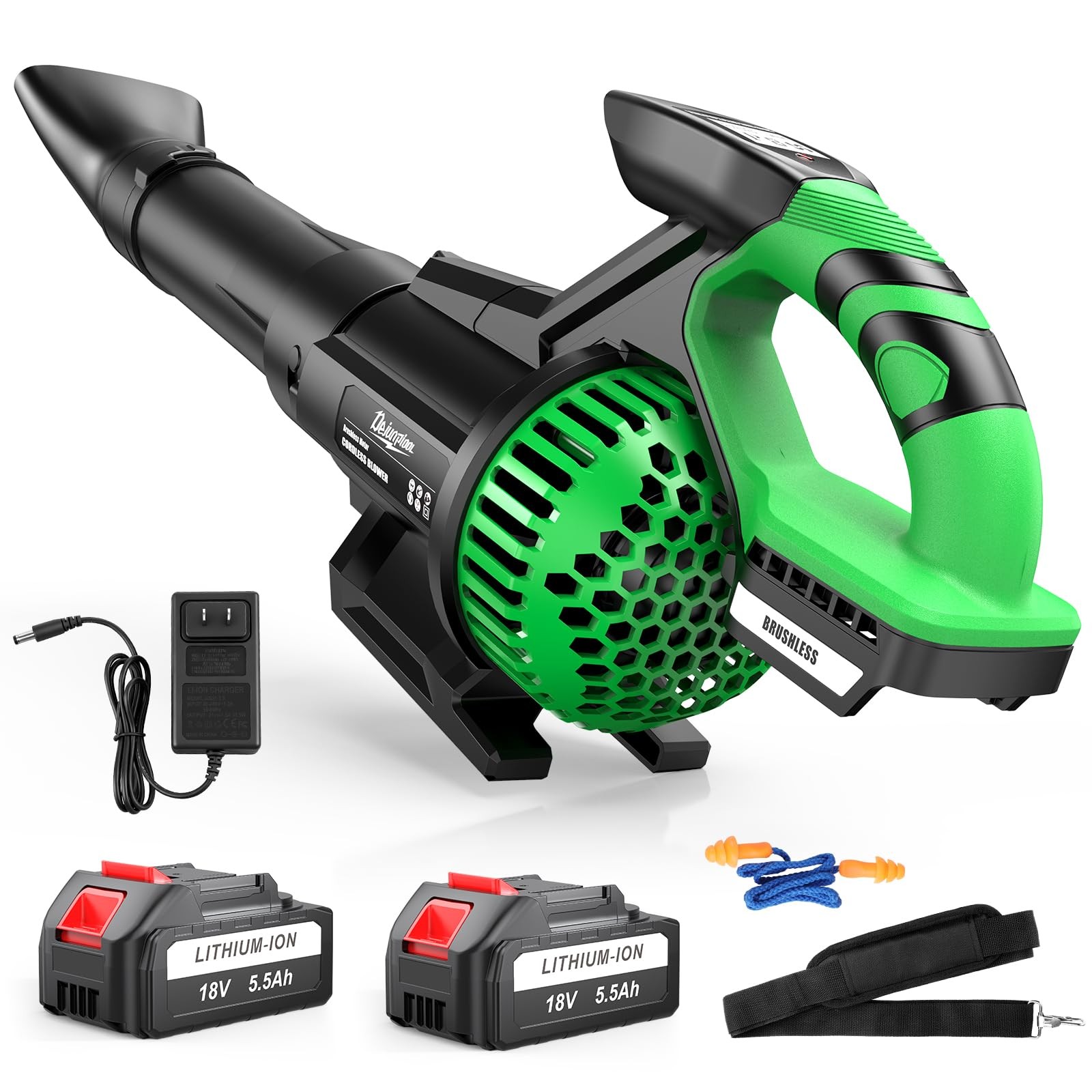 Leaf Blower Cordless with 2X 5500 MAh Battery and Charger, 750 CFM/240 MPH Br…