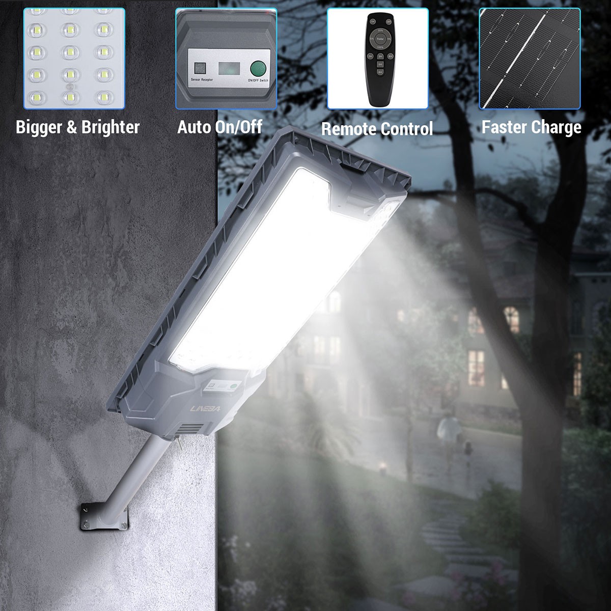 LED 2000W Commercial Solar Street Lights Outdoor Dusk to Dawn parking lot light