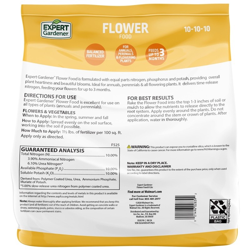 Flower Food Fertilizer 10-10-10 Granules Time Release 3 Months Annual Perennials
