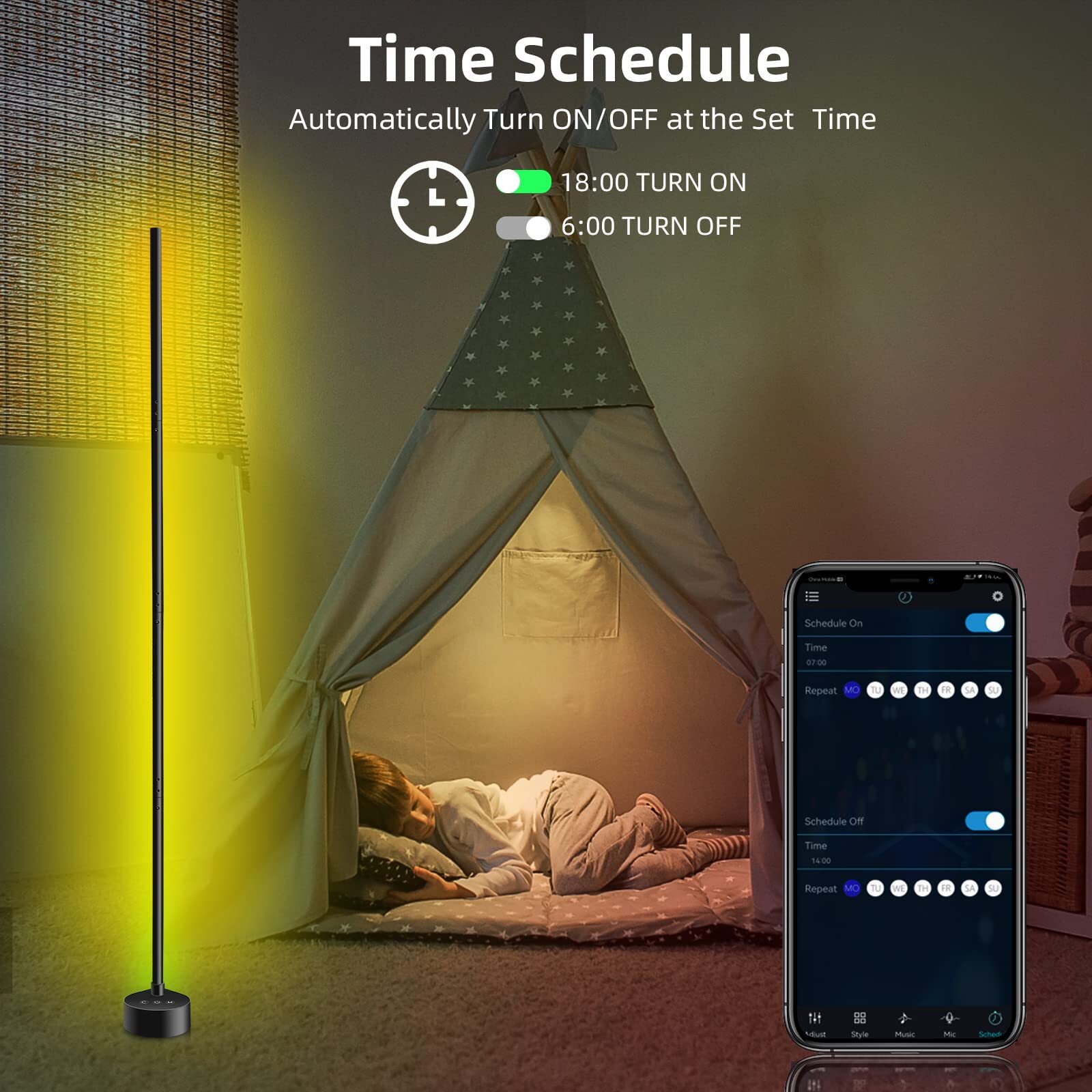 2-Pack Corner Floor Lamp,Lamps for Living Room with Smart App and Remote Control