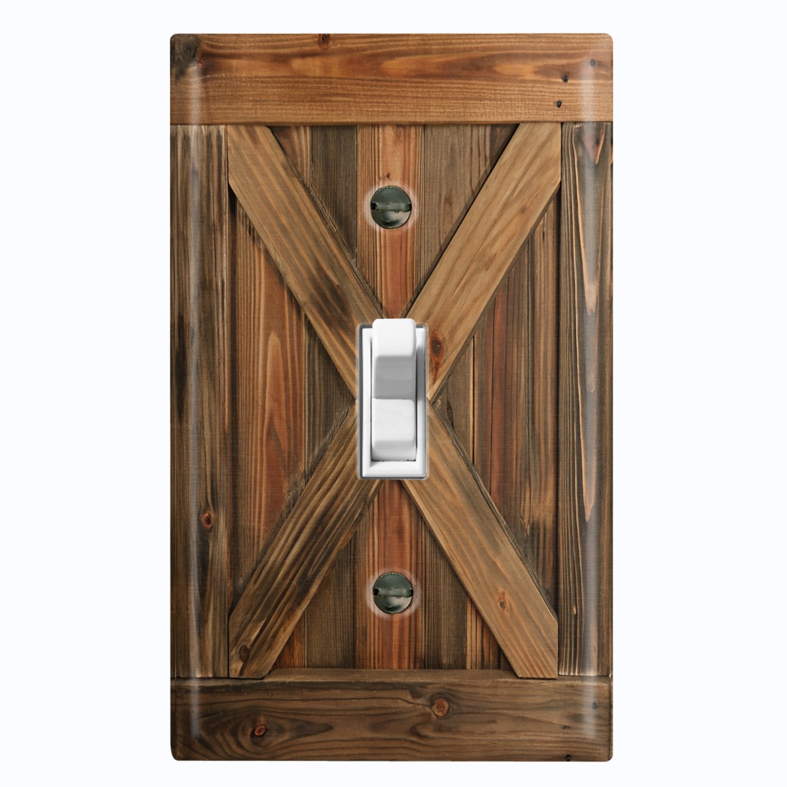 Metal Light Switch Outlet Cover Wall Plate Brown Barn Door Wood PRINT FME148