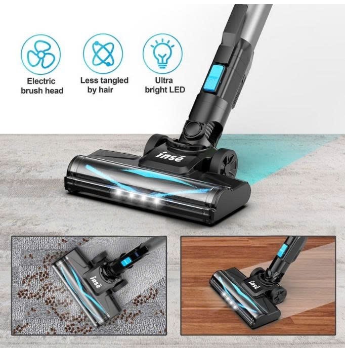 INSE Cordless Vacuum Cleaner for Home,Upgraded 38kPa/50Mins