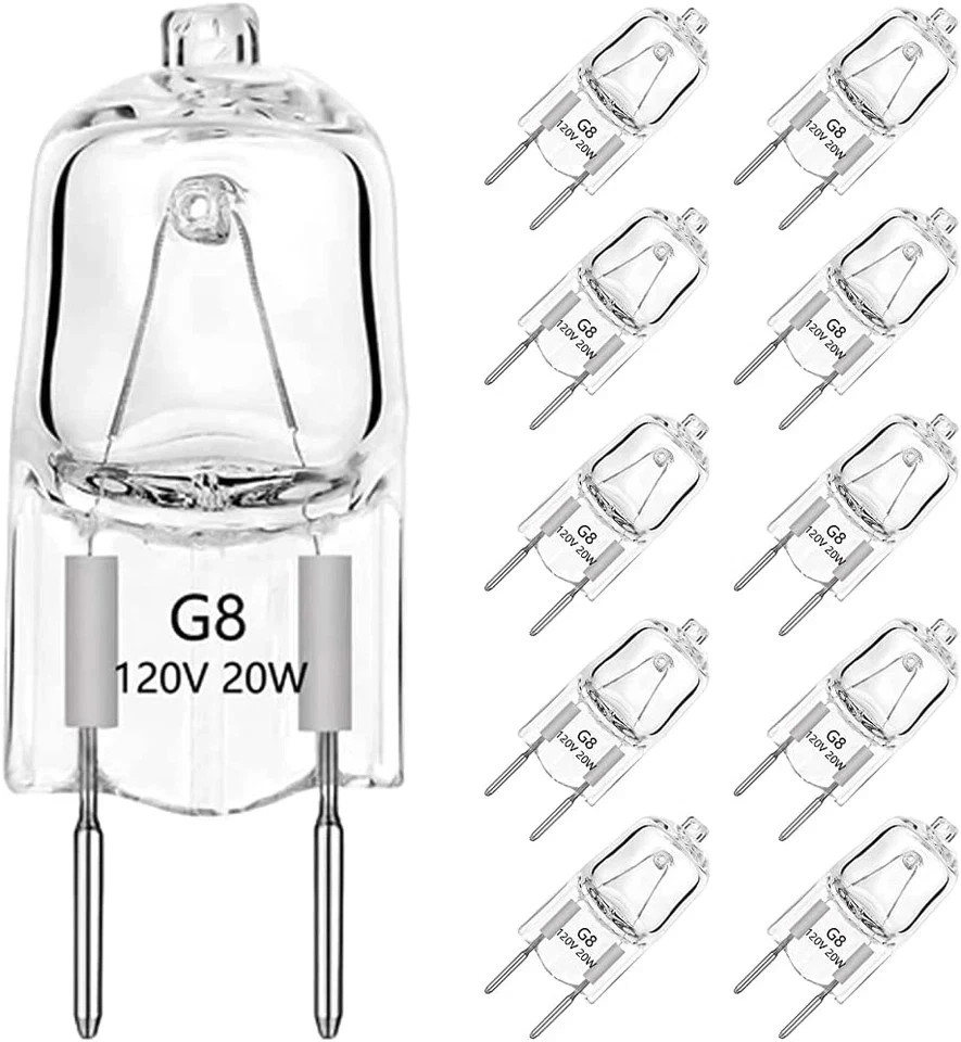 10pcs G8 Halogen Bulb Light 20Watt 120Volt Base Bi-Pin Bulbs Lampe Warm White