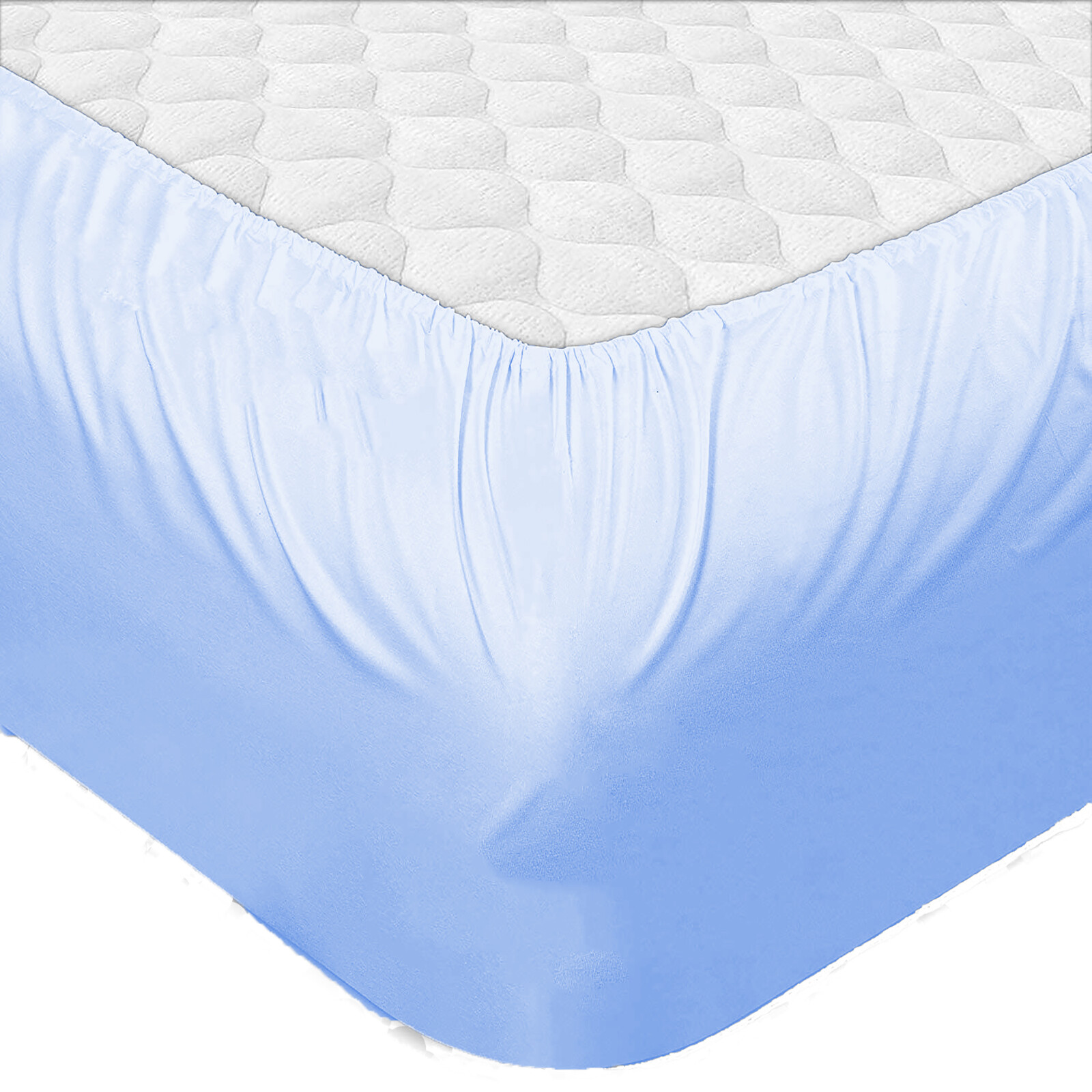 Extra Deep Pocket 1 PC Fitted Sheet 1000 Count Organic Cotton Sky Blue Solid