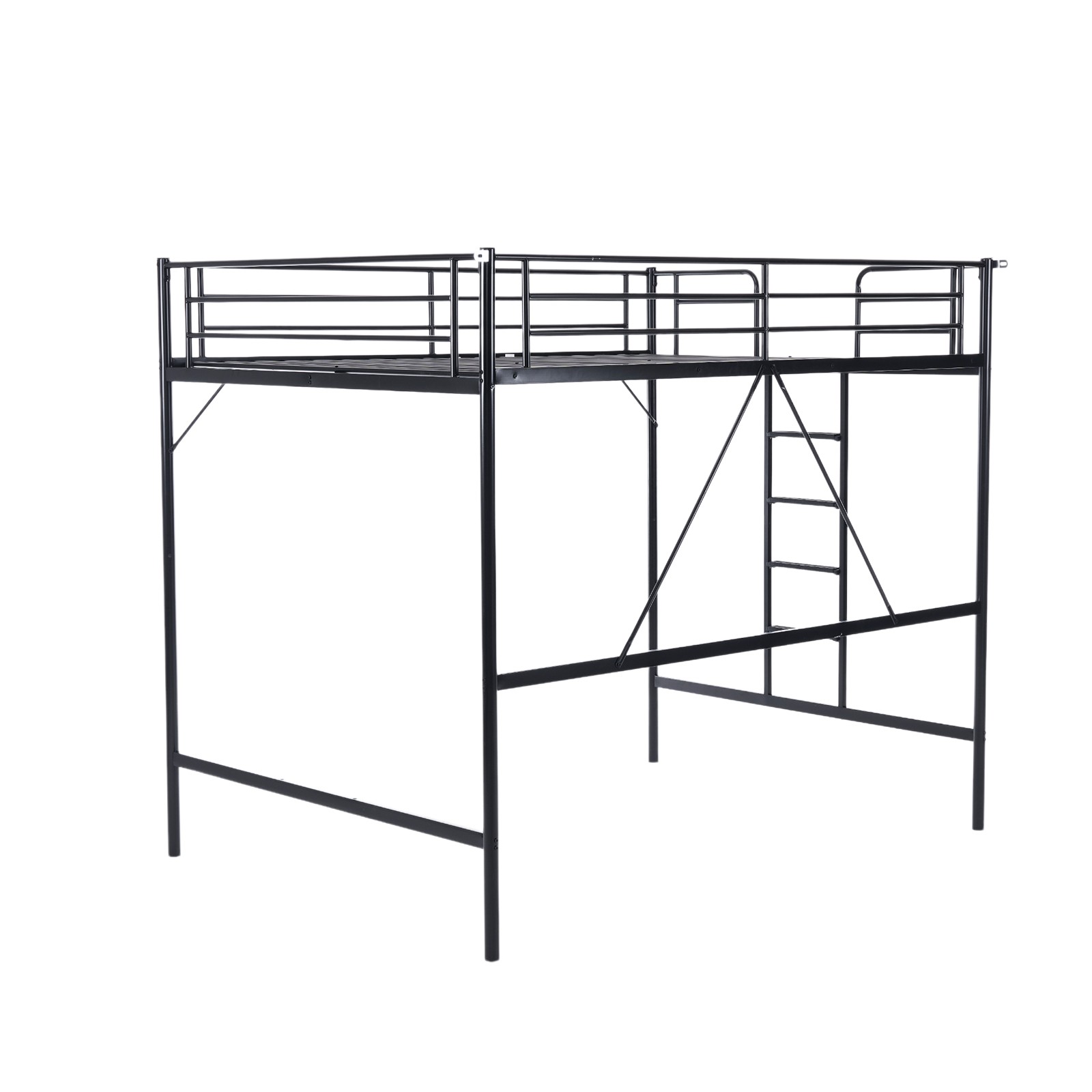 Metal Loft Bed with Built-in Ladders Loft Bed Full Size for Adults Kids Teens
