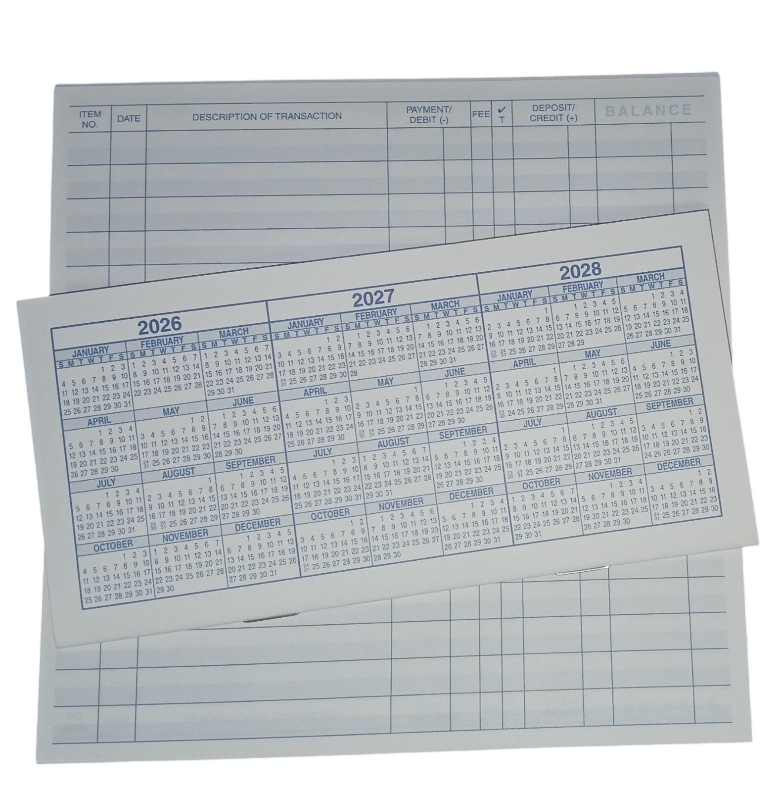 1 Checkbook Transaction Registers 2025 2026 2027 Calendar Check Book Register