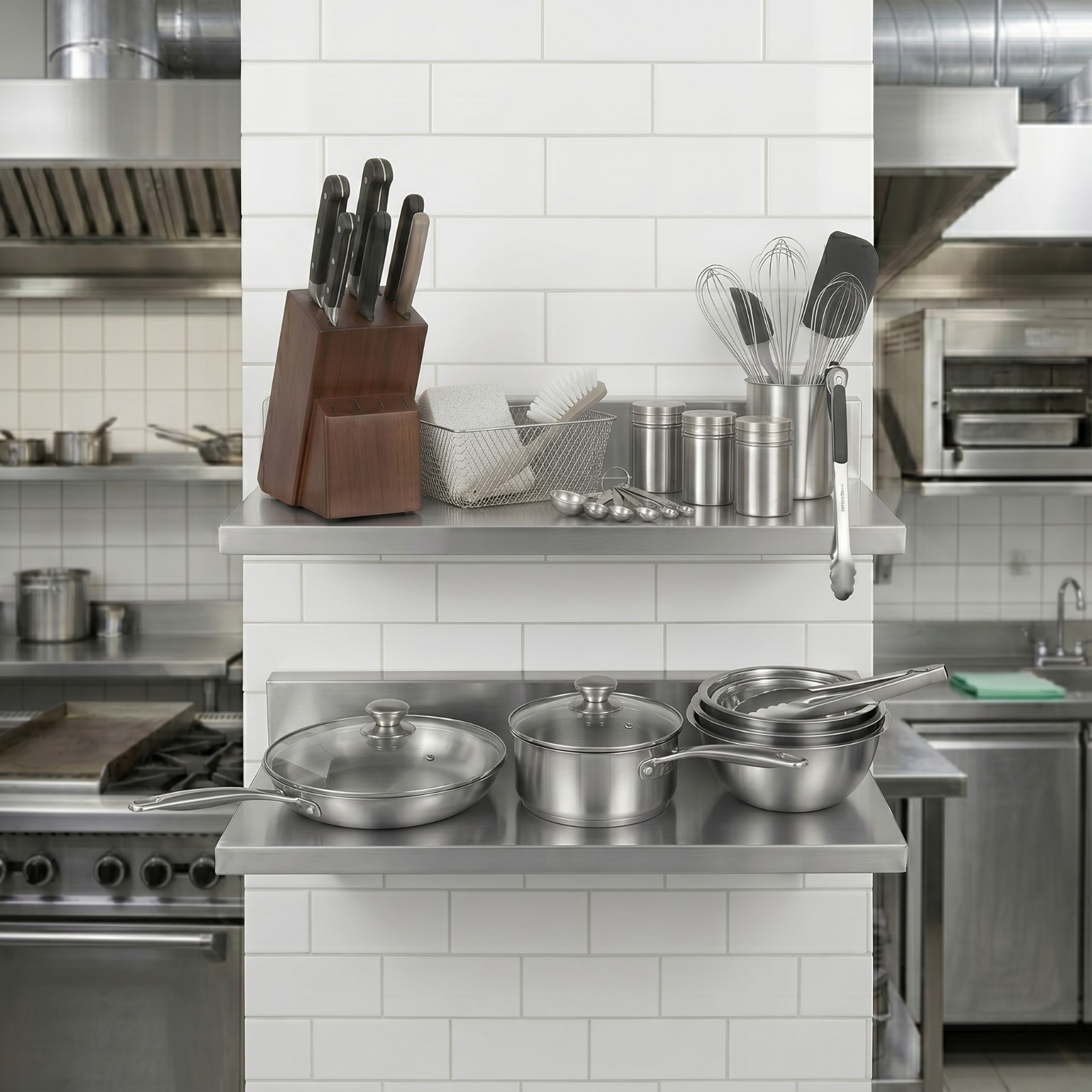 16 in. Stainless Steel Wall Shelf (2 Pack) – 16 in. x 8.6 in. x 3.5 in.
