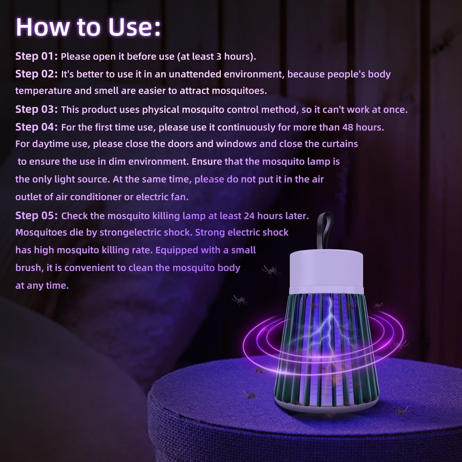 Bug Zapper Indoor Outdoor Electric Insert Killer Fly Mosquito Trap Light, White