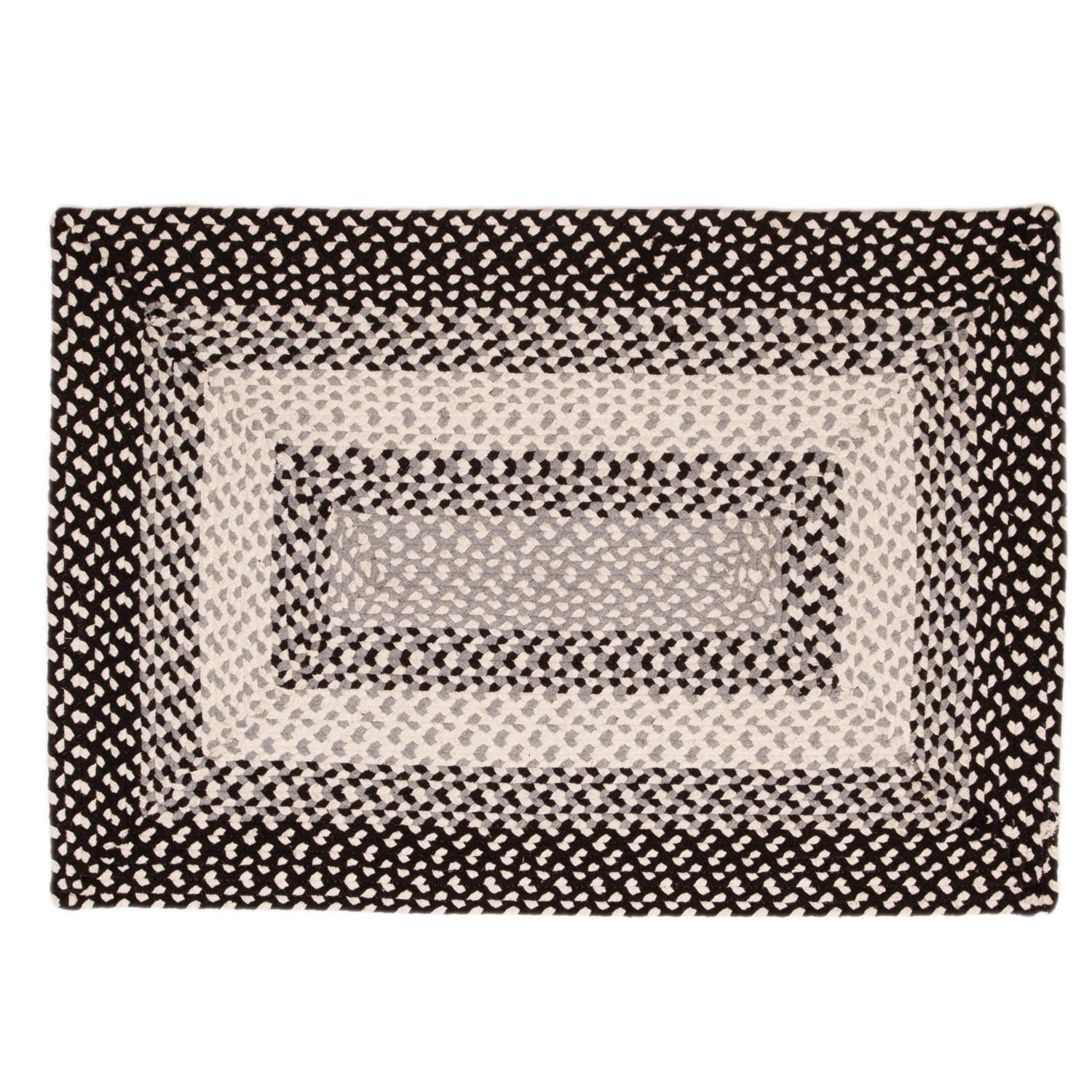 Farmhouse Braided Area Rug Black White & Gray Rug for Living Rooms and Bedroom