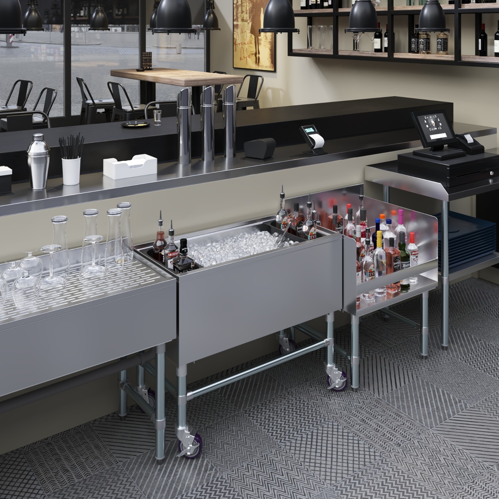 AmGood 18 in. x 36 in. Mobile Ice Bin with Sliding Lid