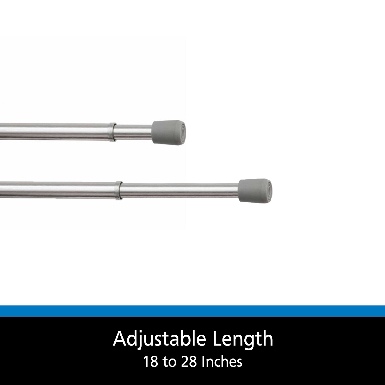 Adjustable Curtain Rod Spring Tension 7/16in-Dia. Steel Tube Rod, 18″-28″-Chrome