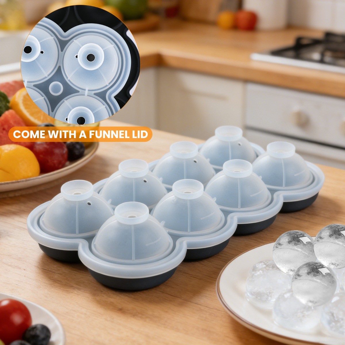 ICE Balls Maker Silicone Round Sphere Trays Molds Ice Cube for Whiskey Cocktails