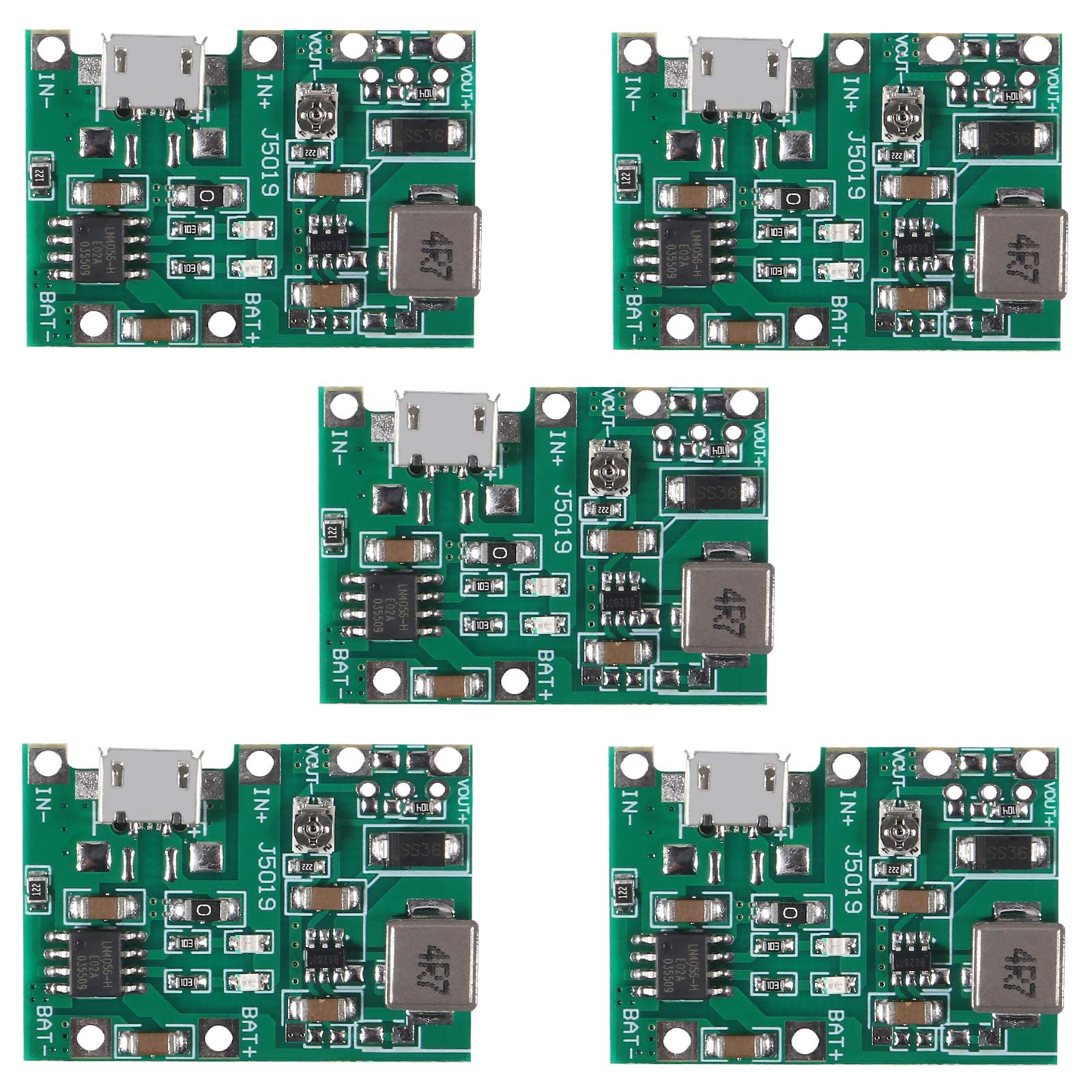 5PCS 3.7V 4.2V Lithium Liion Battery Charger Board Adjustable green black