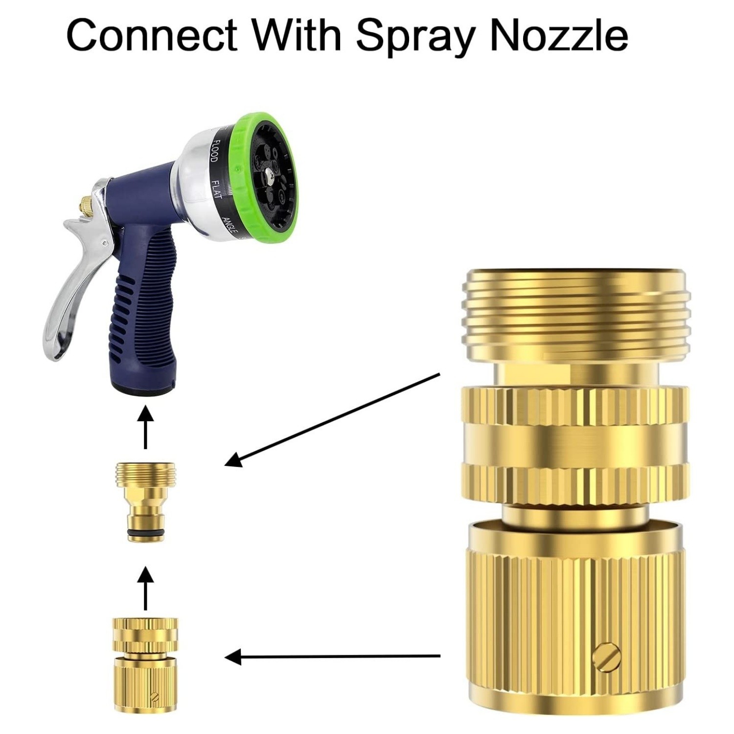 US Garden Hose Quick Connect Water Hose 3/4″ Fit Brass Female Male Connector Set