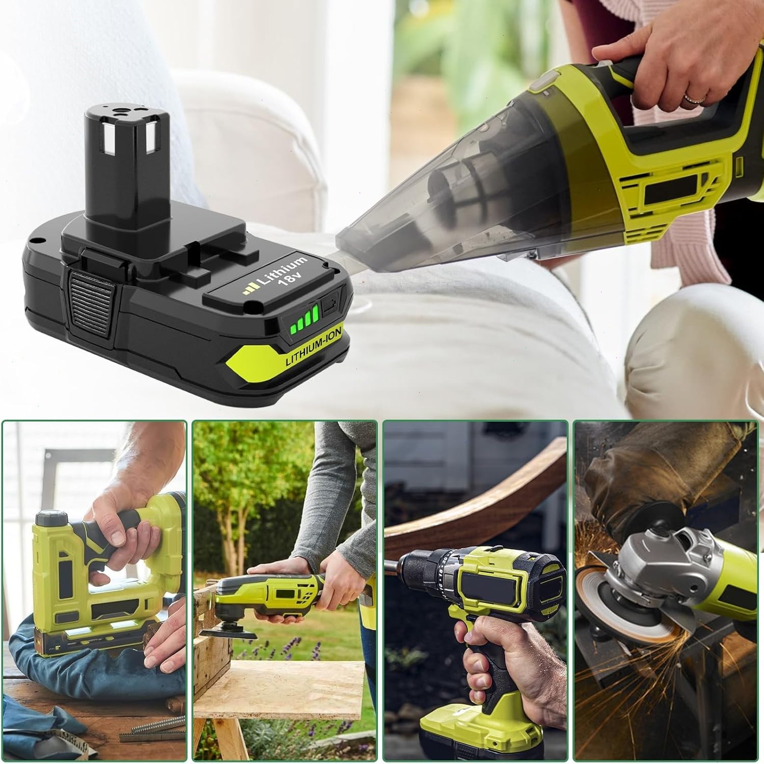 2PACK For RYOBI 18V 3.6Ah P108 High Capacity Battery 18Volt Lithium-Ion One Plus