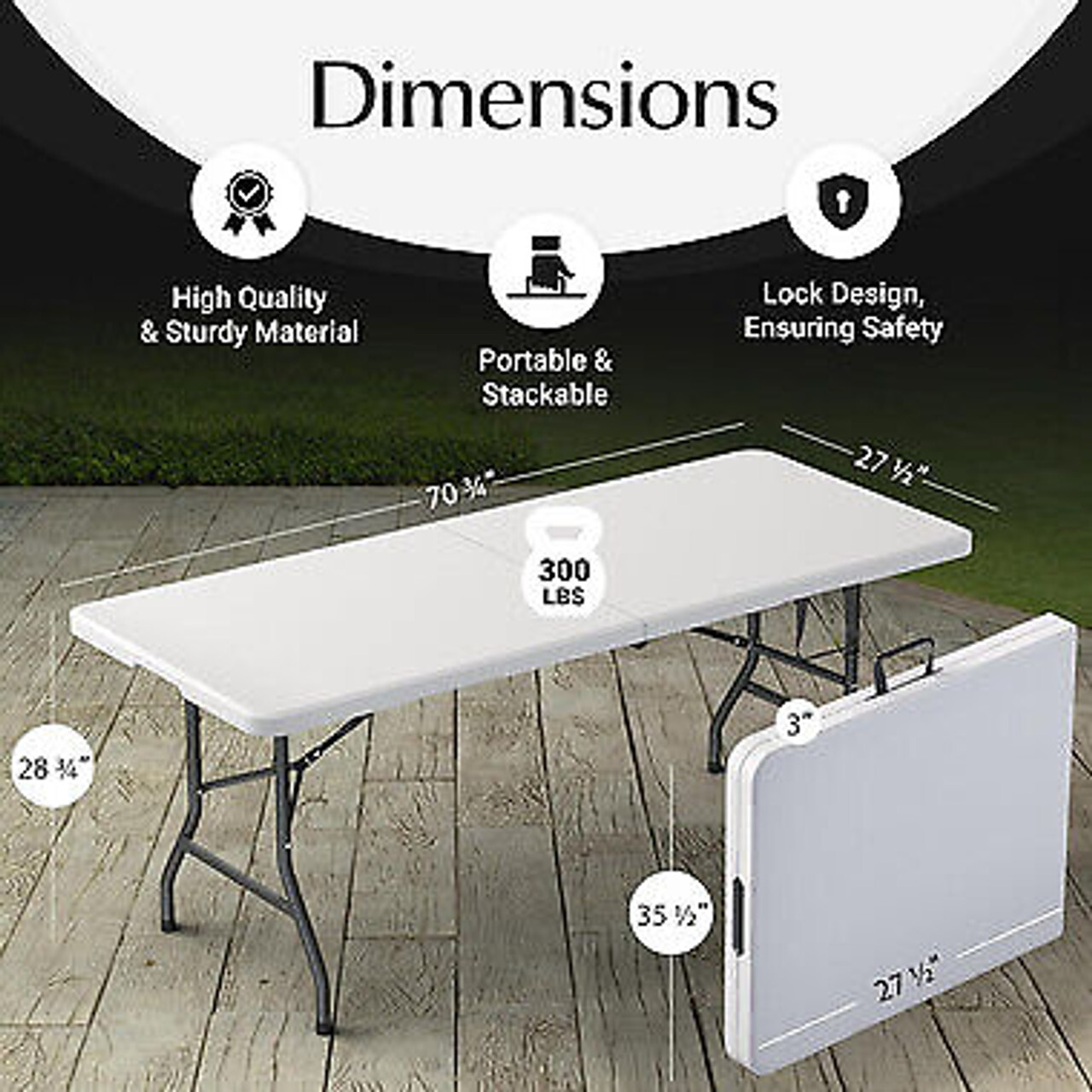 Used 6-Ft Plastic Folding Table – Ideal for Indoor/Outdoor Dining & Party Use