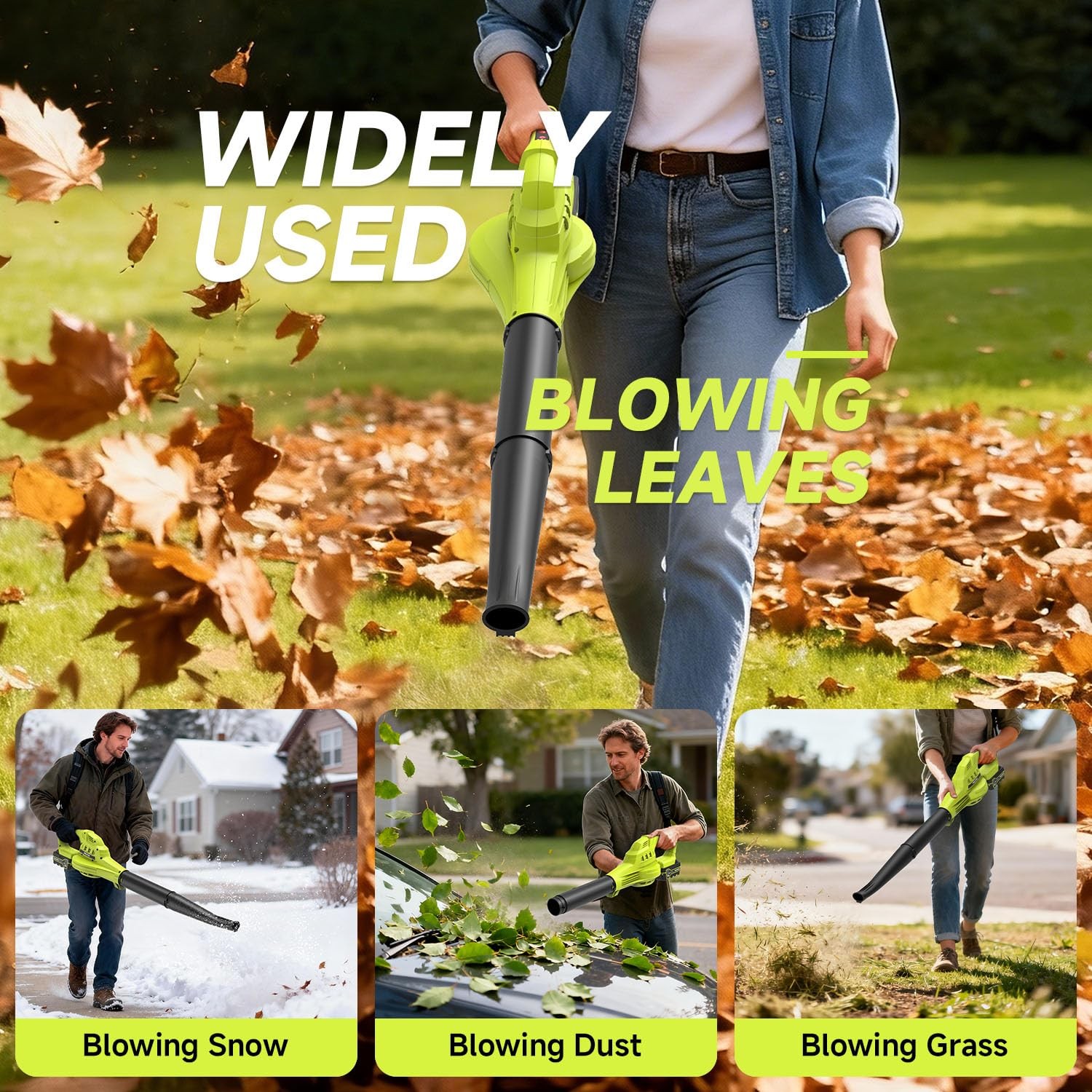 New Leaf Blower Cordless with 2X 4.0Ah Batteries and Charger, 150MPH Lightweight