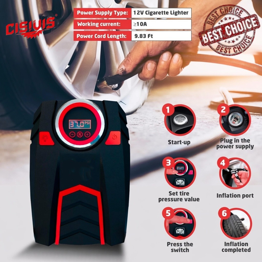 Car Tire Air Pump Inflator Compressor Digital Electric Auto Portable 150PSI 12V