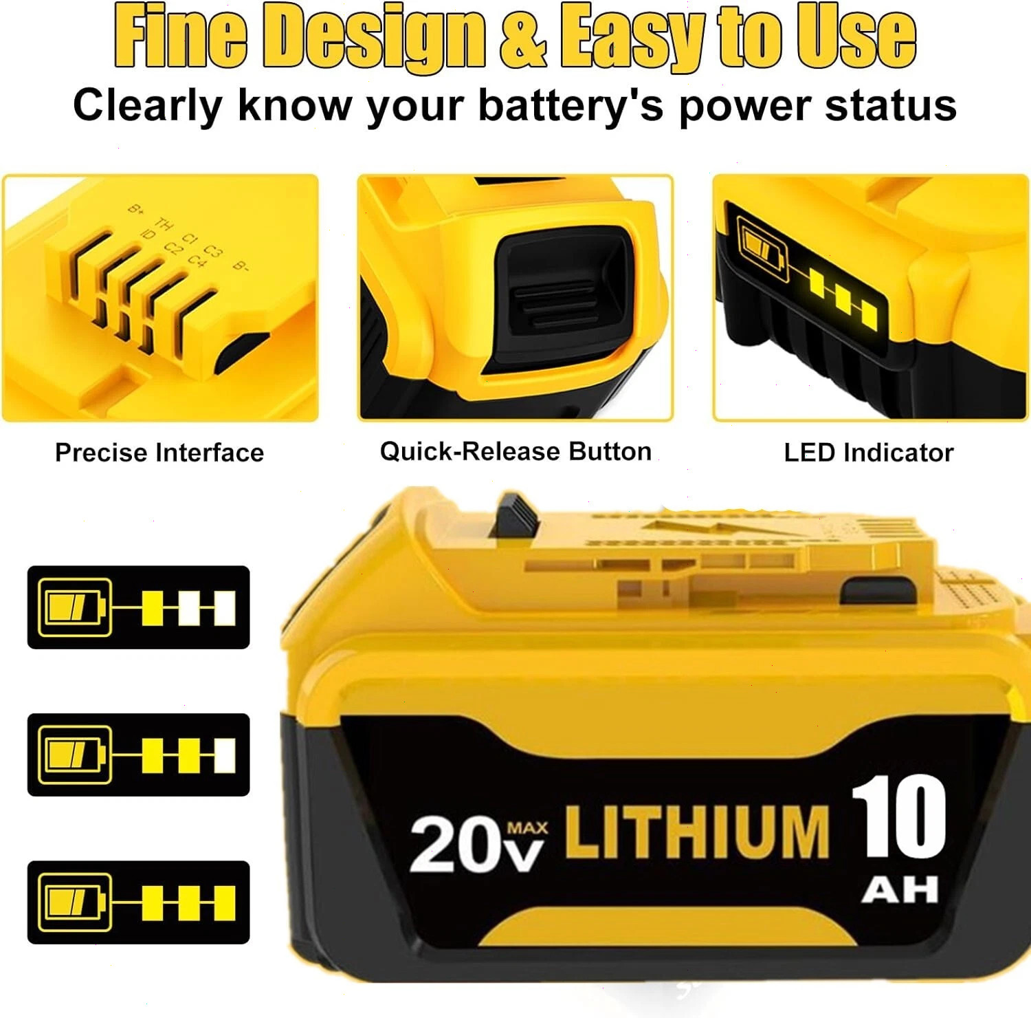 2PACK For DeWALT DCB210-2 20V MAX XR 10.0 AH Lithium-Ion Battery DCB206 DCB200