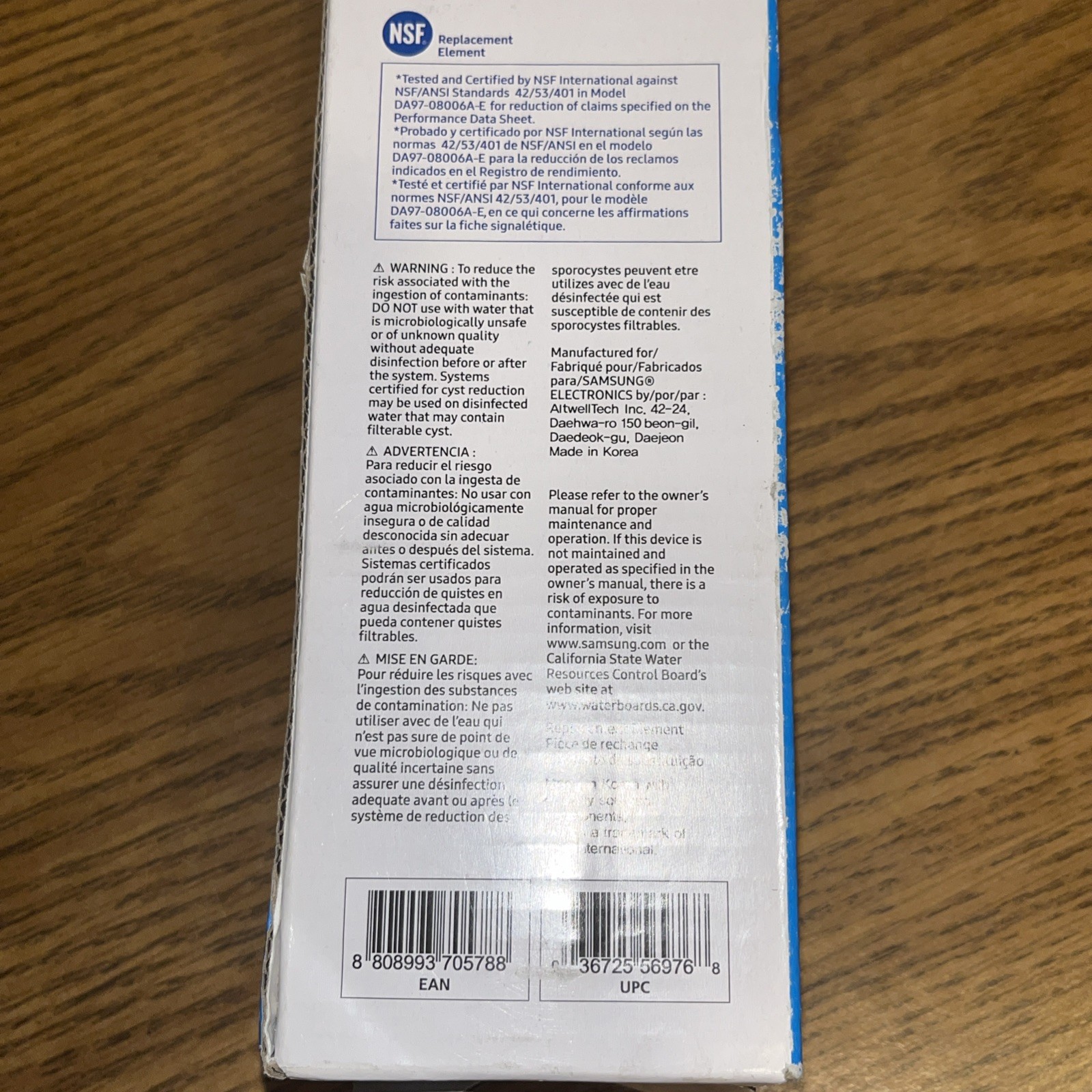 SAMSUNG Water Filter for Refrigerator Water and Ice DA29-00020B, 1 PACK Sealed