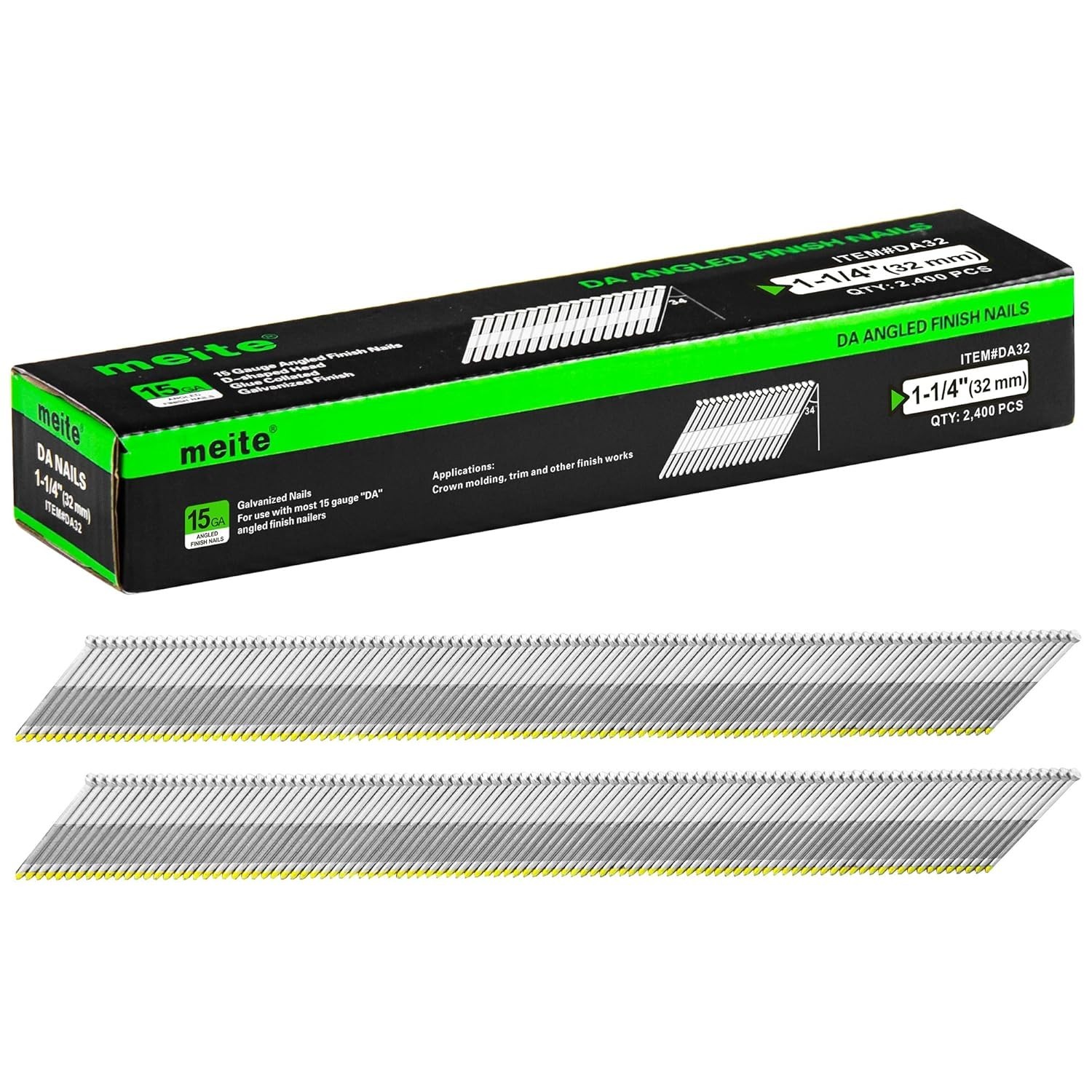 2,400-19,200 Counts 15 Gauge 34-Degree Angled Finish Nails DA Style Galvanized