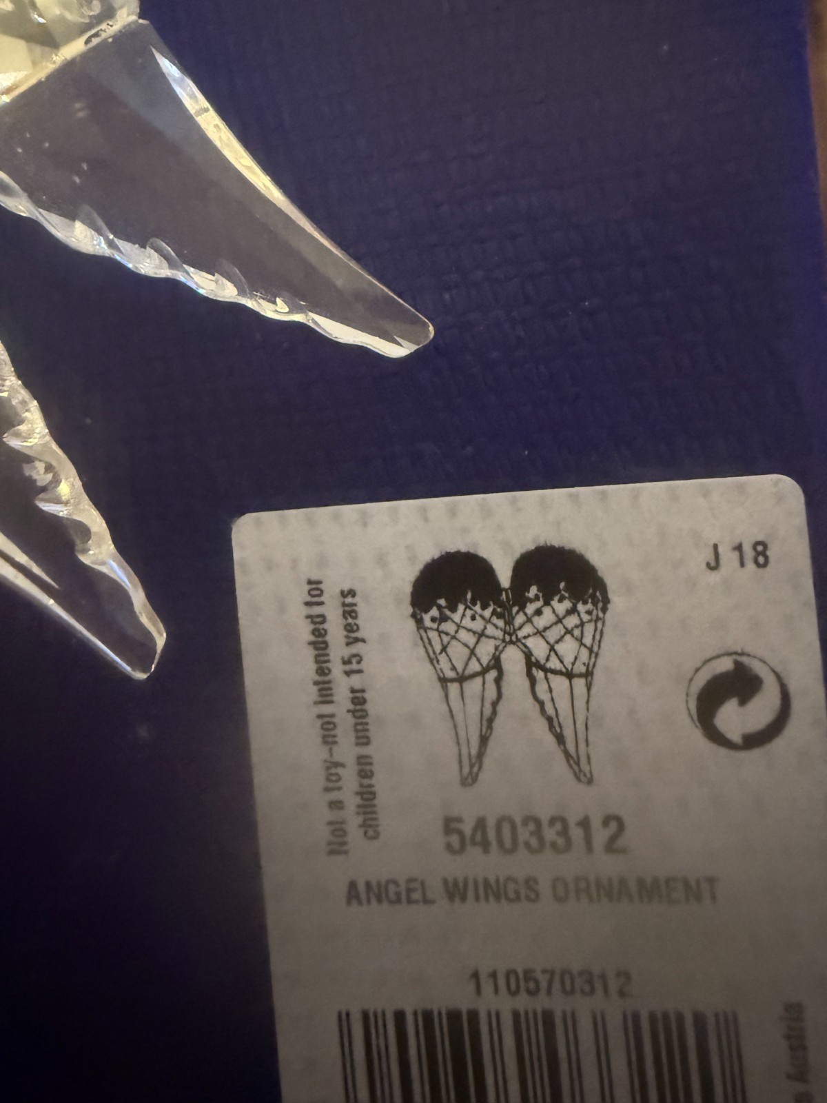 Swarovski Figurine Angel Wings Ornament 5cm. Excellent Condition