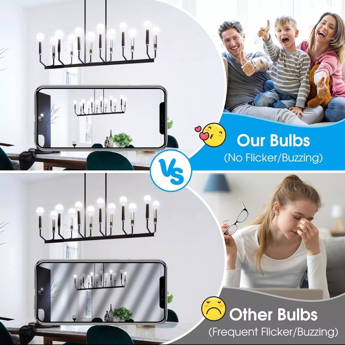 E12 LED Bulbs 60W Equivalent Daylight White 4000K Ceiling Fan Light Bulbs 6 Pack