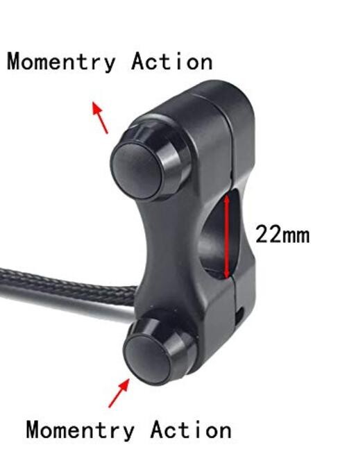 ATV Motorcycle Waterproof Handlebar Switch Push Button Switch 7/8 22mm