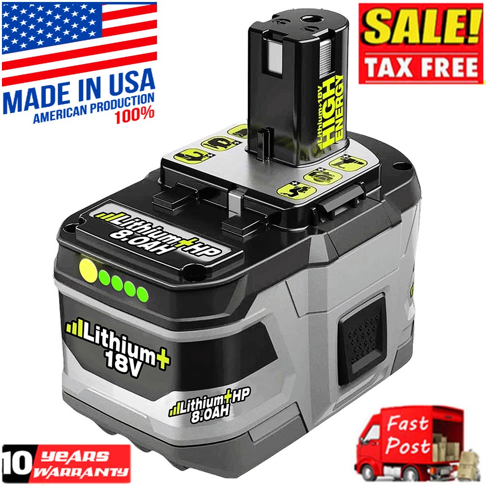 For RYOBI P108 18V 8.0Ah High Capacity Battery 18Volt Lithium-Ion Battery P107