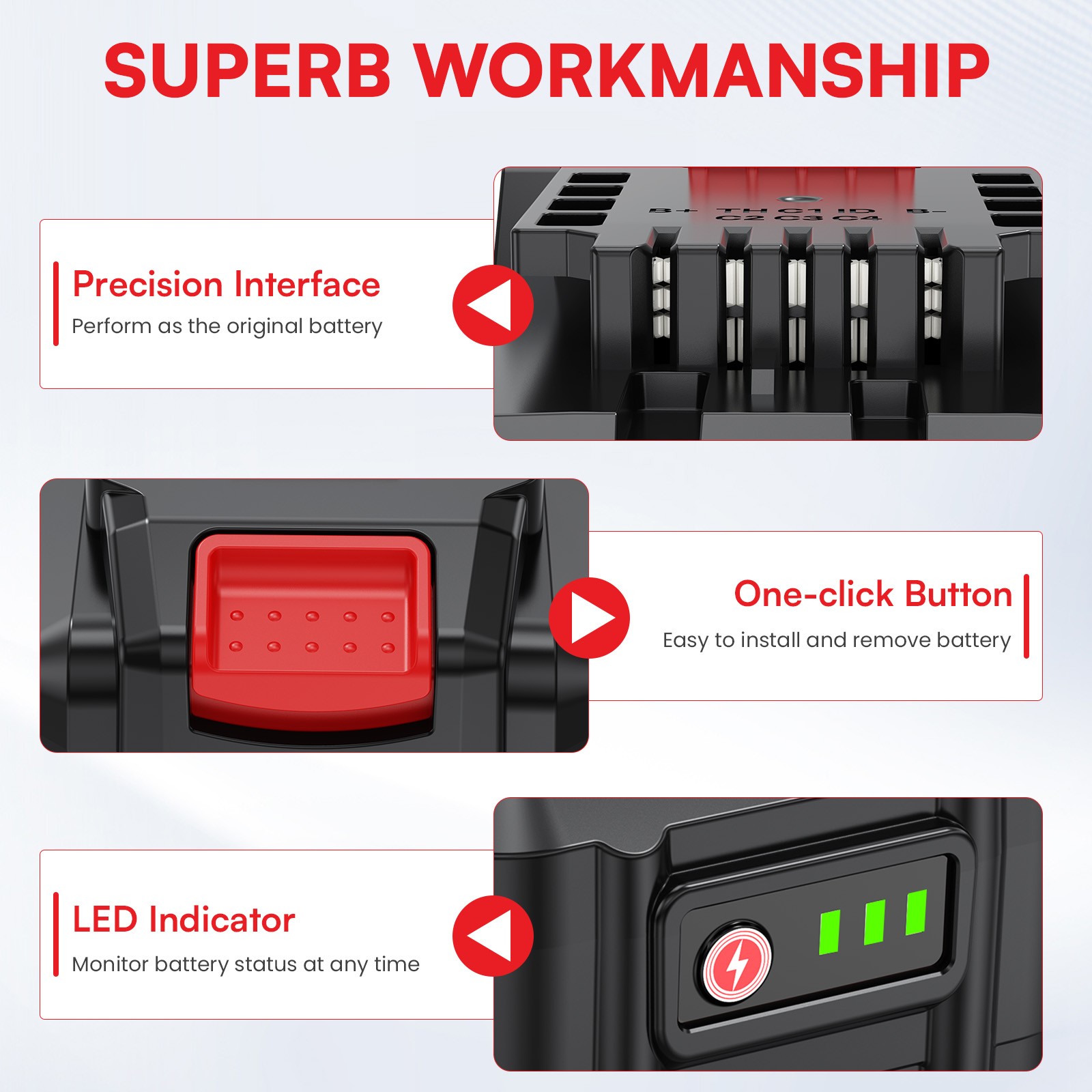 2-pack 20V 6Ah Replacement Battery Lithium for Bauer Power Tool 1704C-B 1906C-B