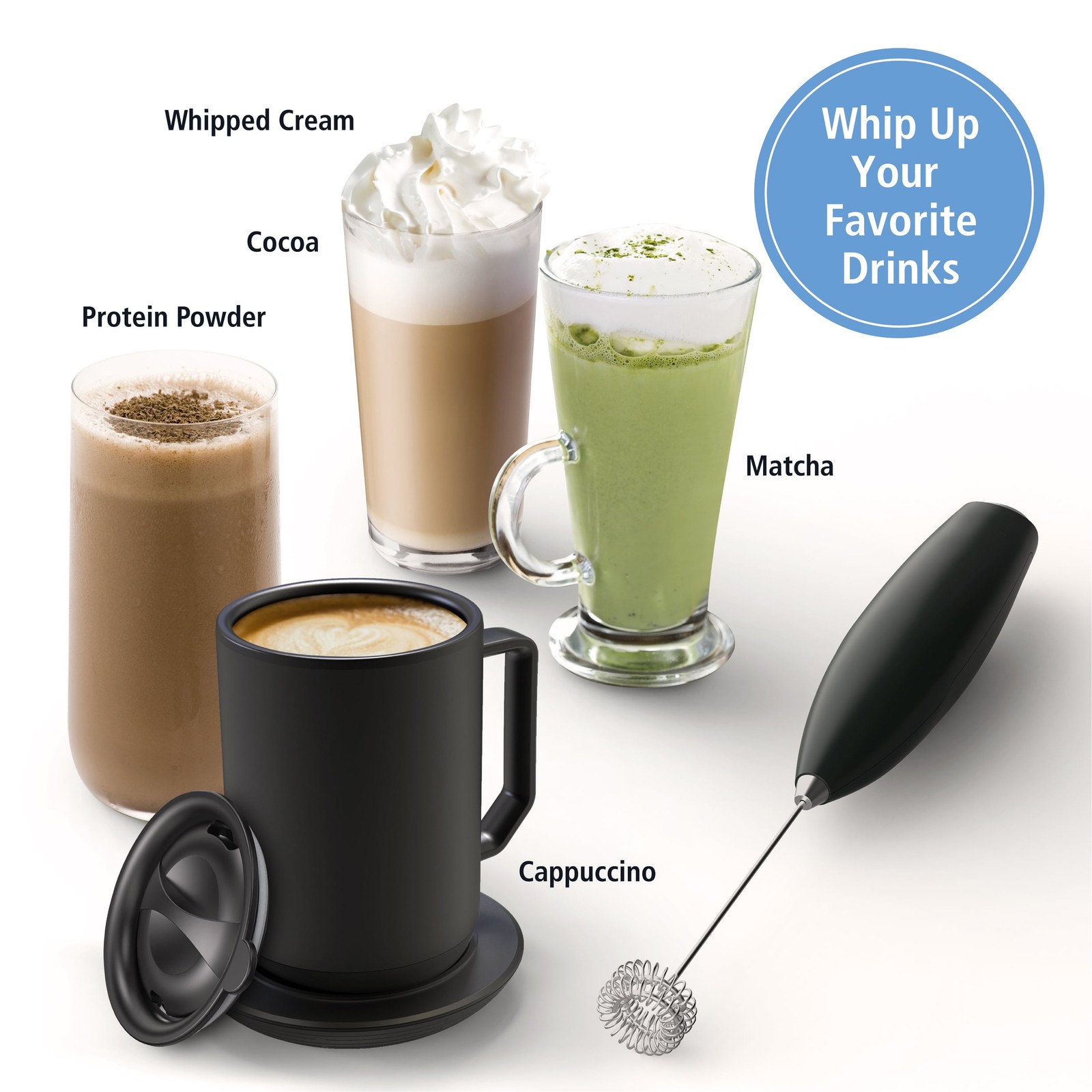 Mainstays Milk Frother, Battery-Powered Handheld Milk Frother Wand