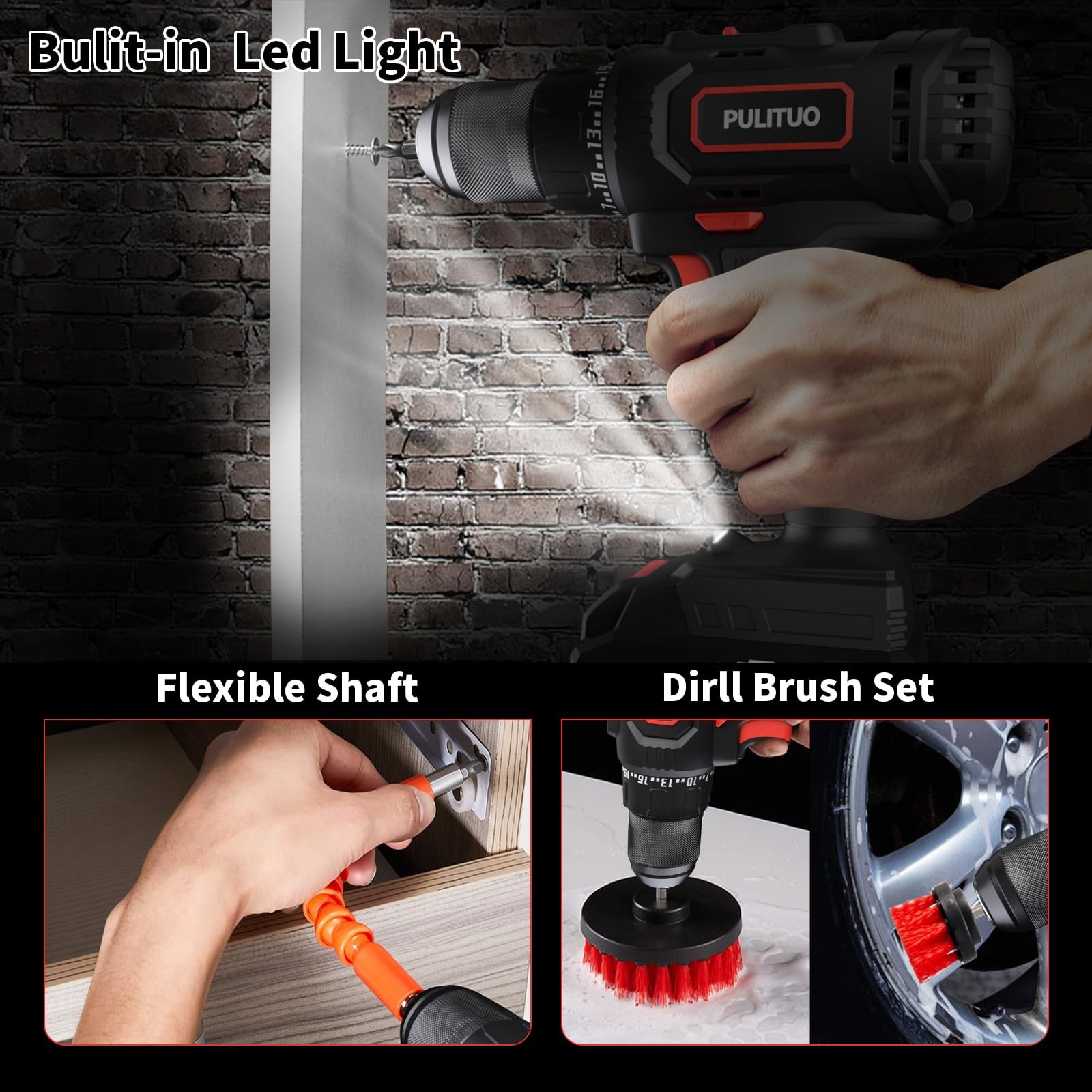 Cordless Drill Set 20v/2.0ah Electric Power Drill Torque 45n.m 25+1 Torque Setti
